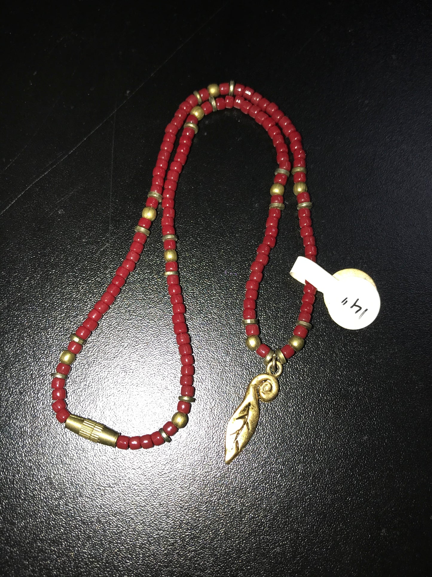 14" Red Seed Bead Necklace