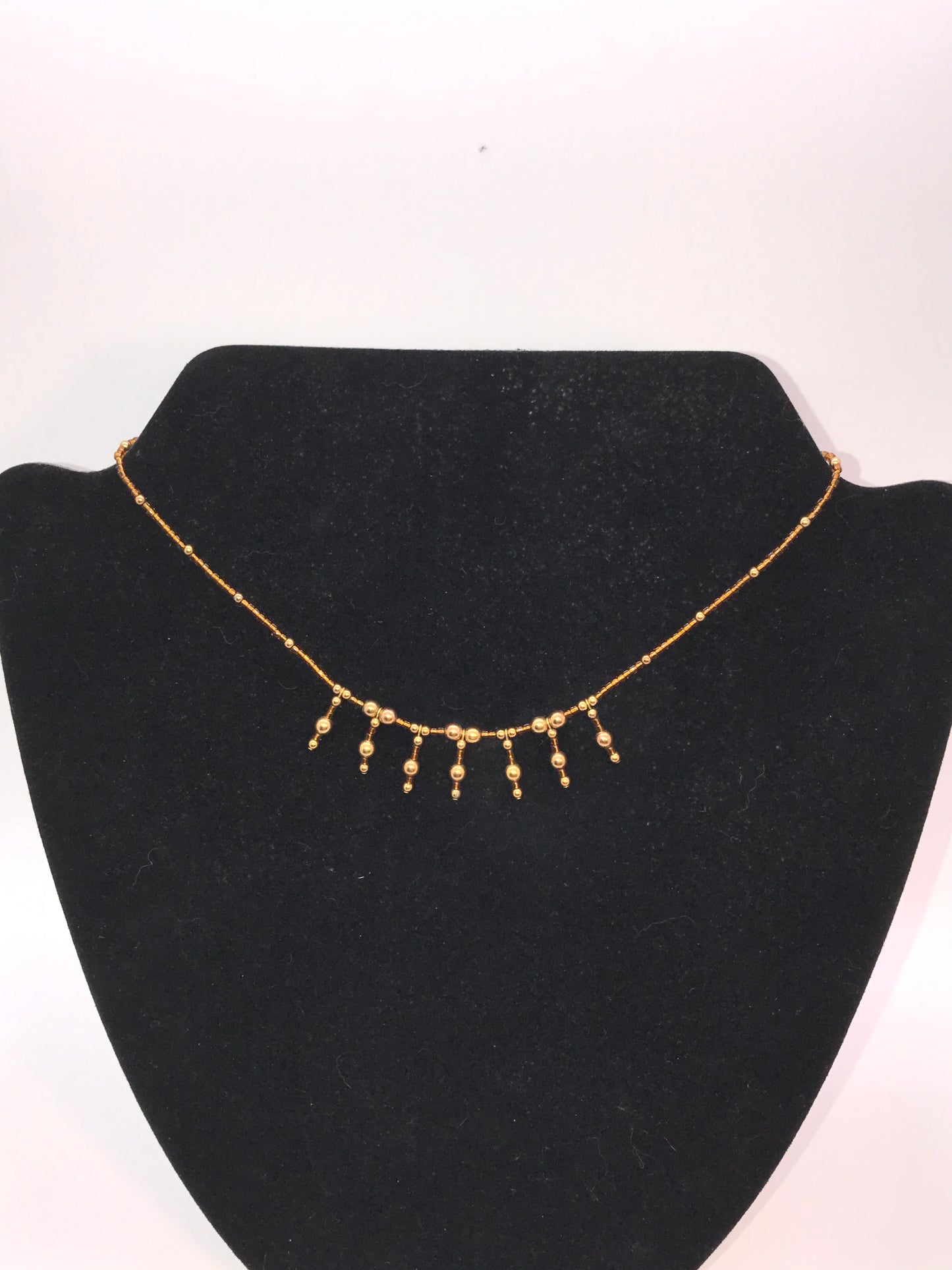 15" Bronze and Gold Seed Bead Necklace