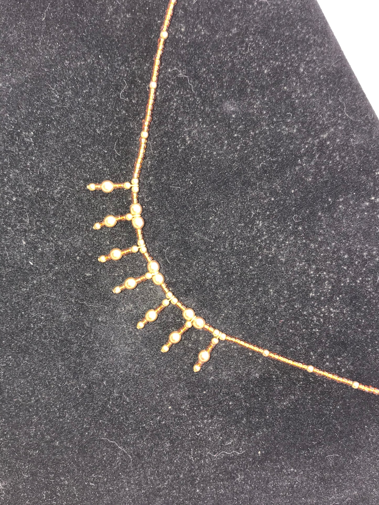15" Bronze and Gold Seed Bead Necklace