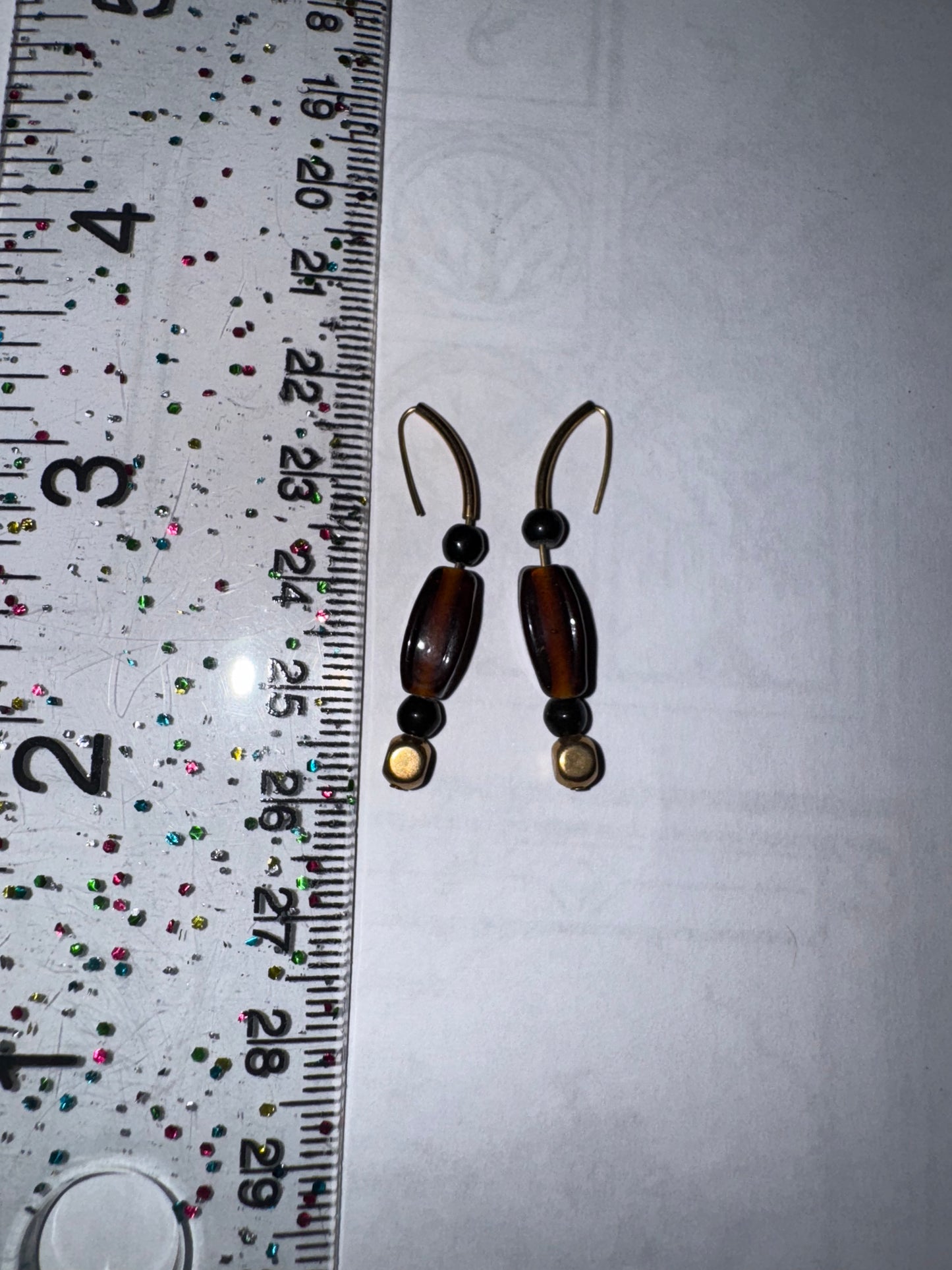 15 1/2" Beaded Gold, Black and Bronze Necklace and Earring Set