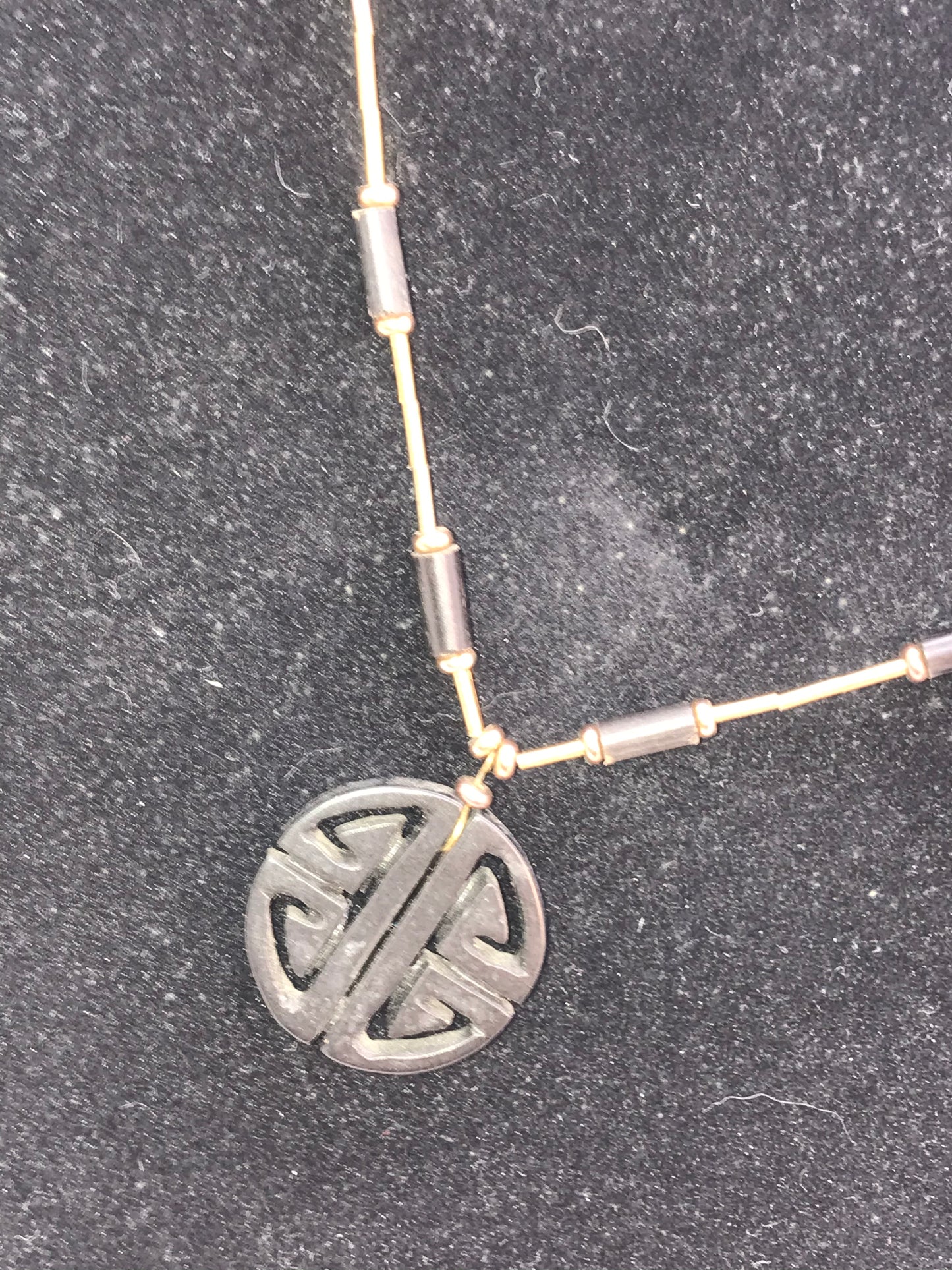 15 1/2" Black and Gold Wooden Necklace