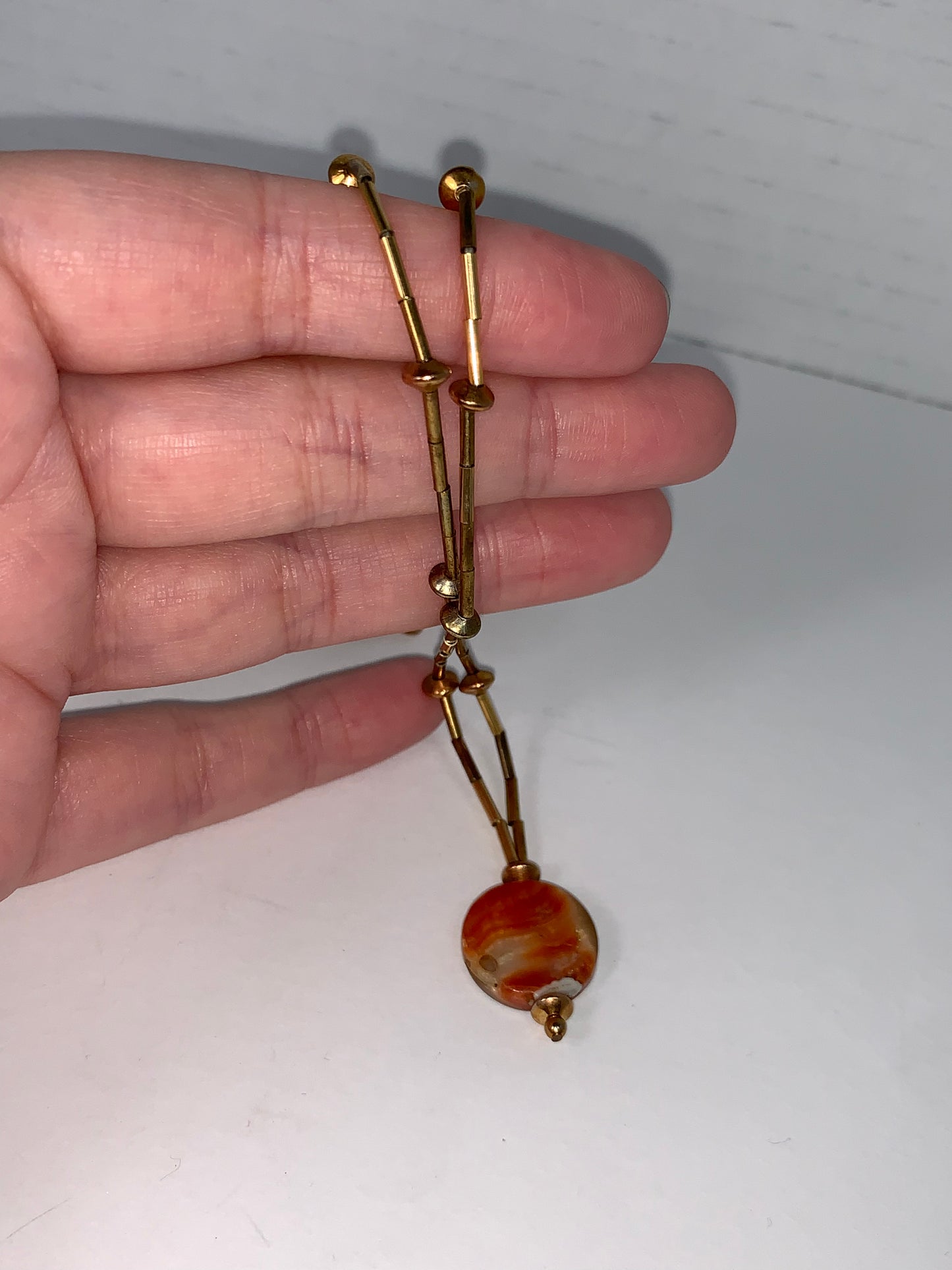 15 " Mother of Pearl Shell and Gold Bead Necklace