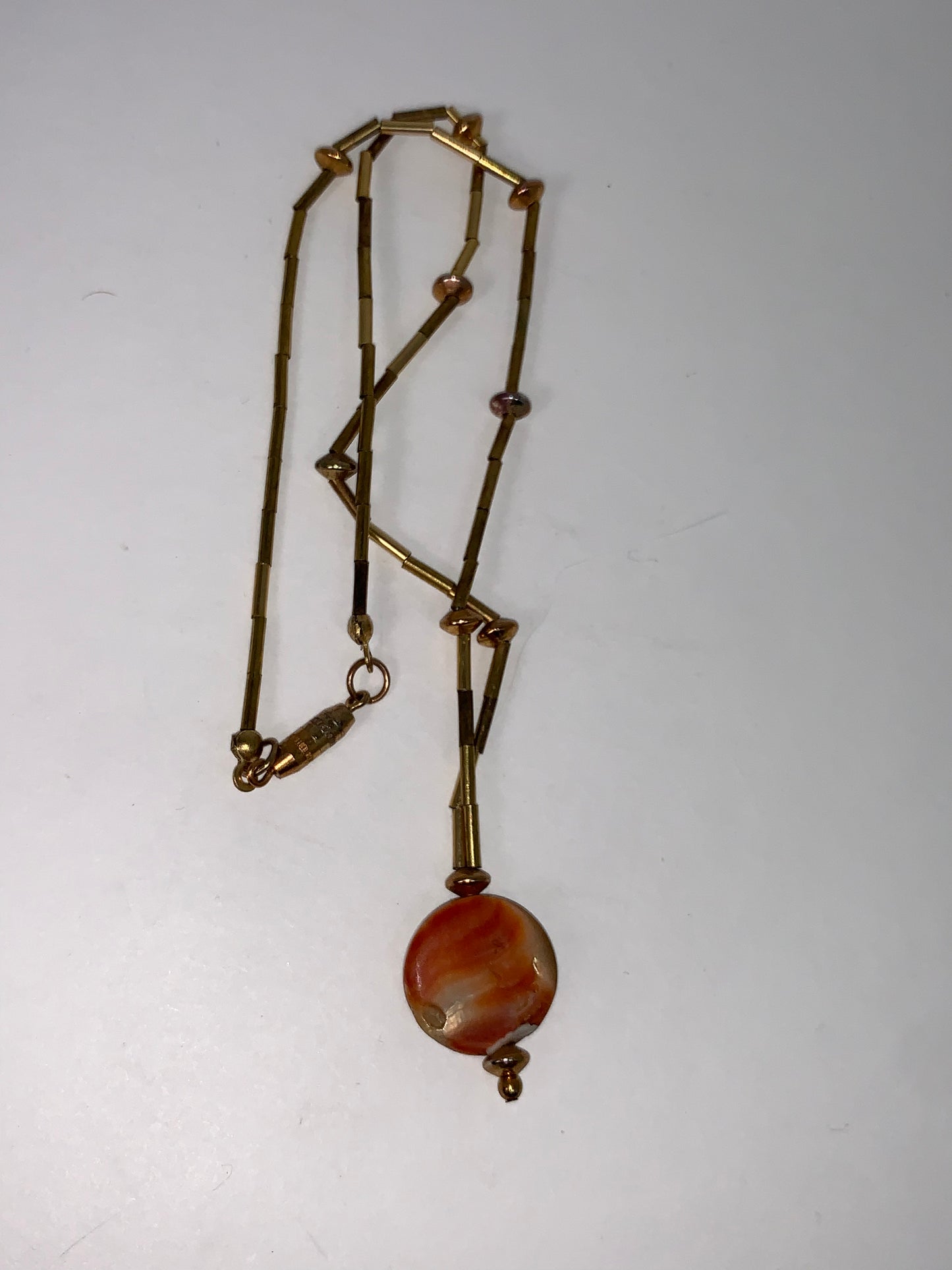 15 " Mother of Pearl Shell and Gold Bead Necklace