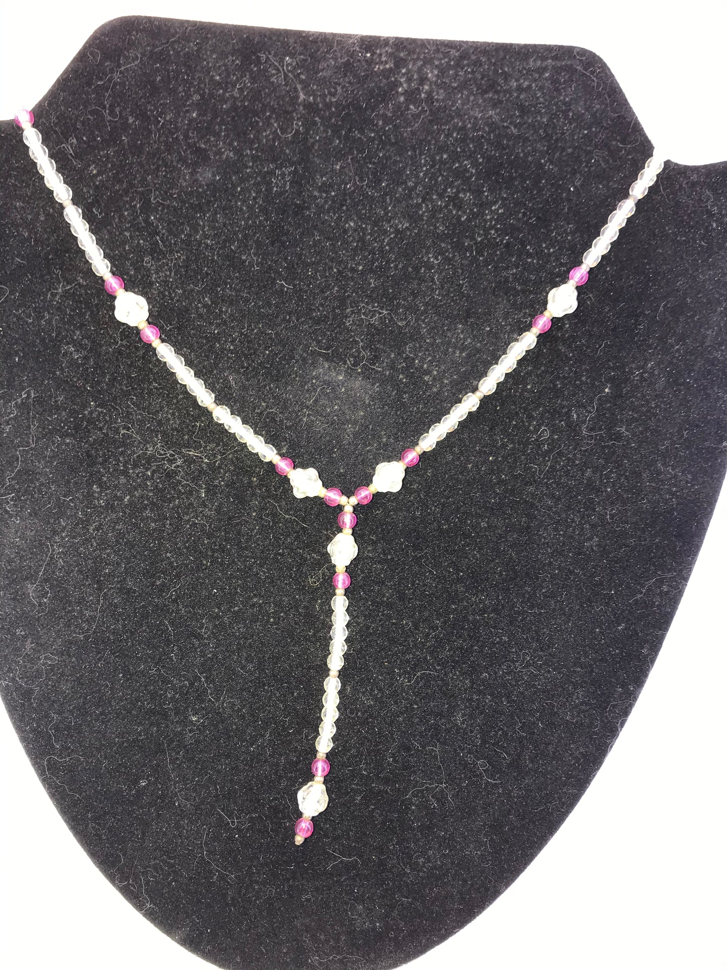 16 1/2" Purple and Clear Beaded Necklace Set