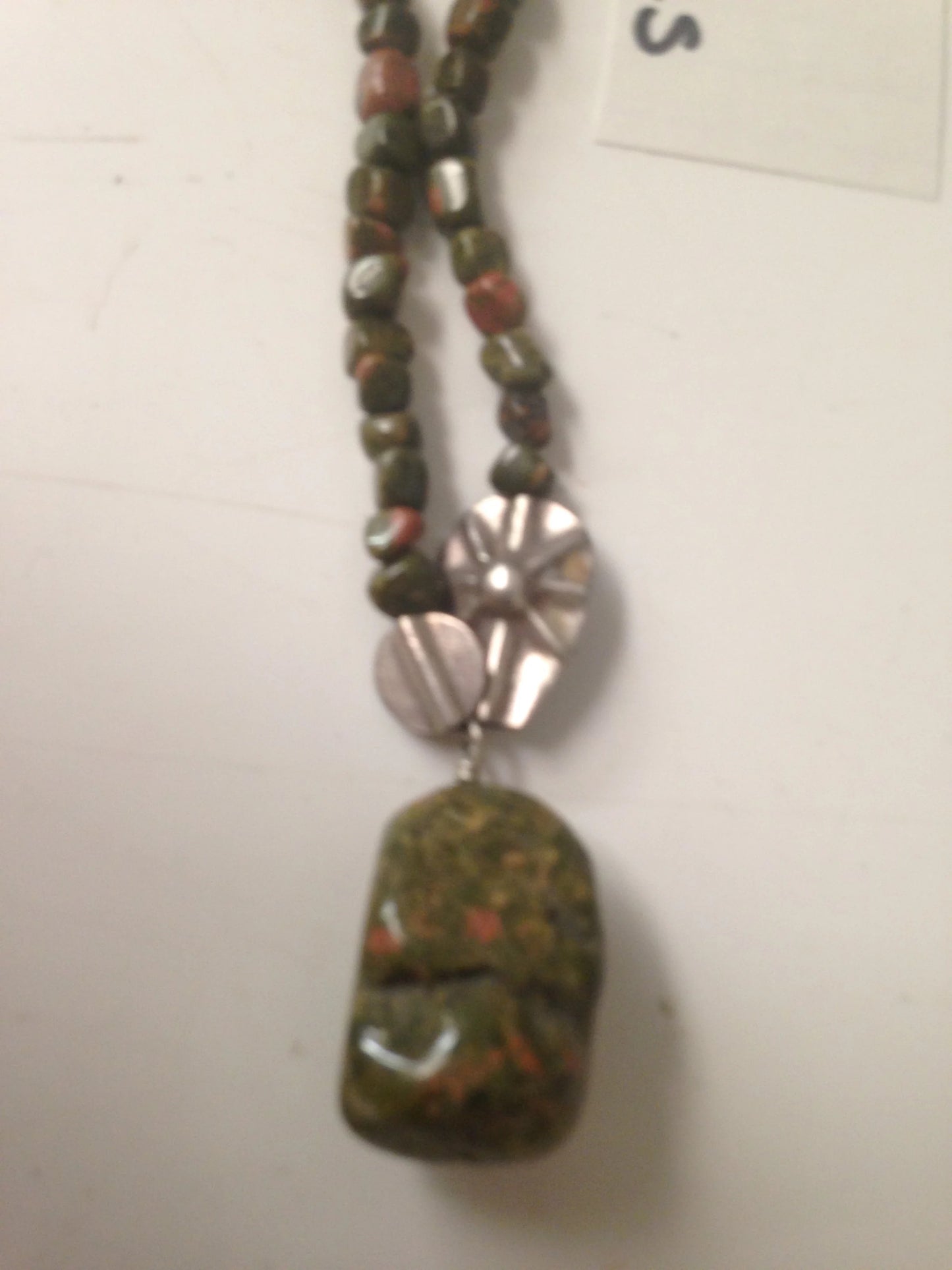 16" Unakite and Silver Necklace