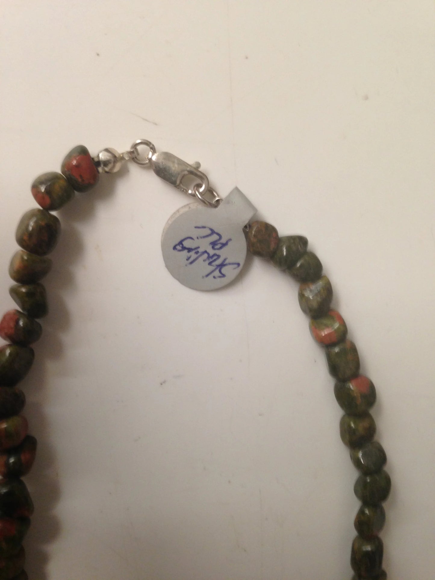 16" Unakite and Silver Necklace