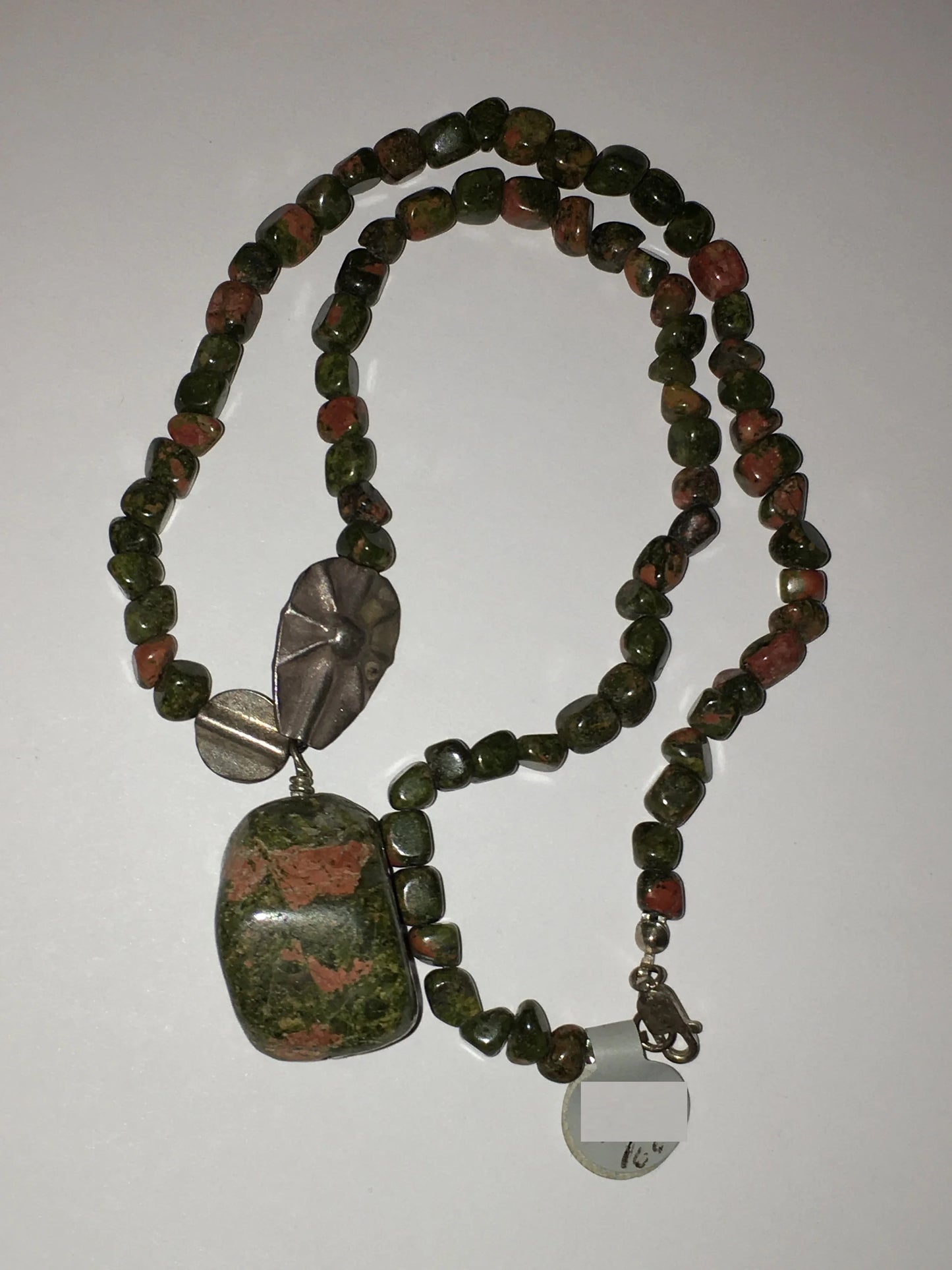 16" Unakite and Silver Necklace