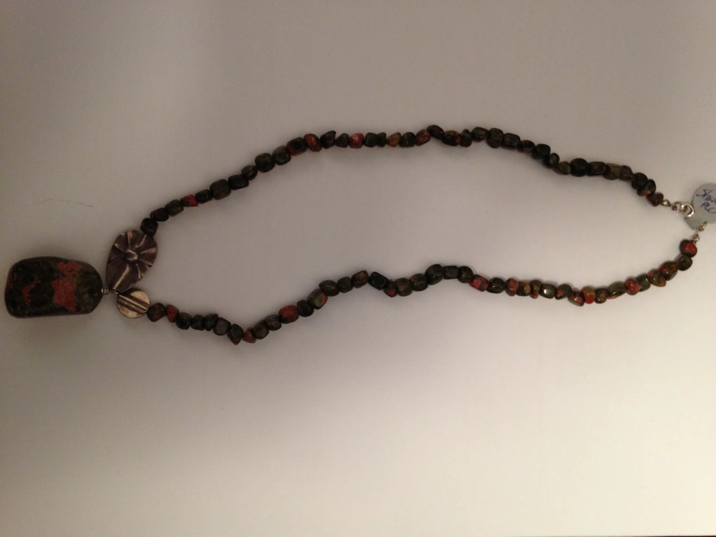 16" Unakite and Silver Necklace