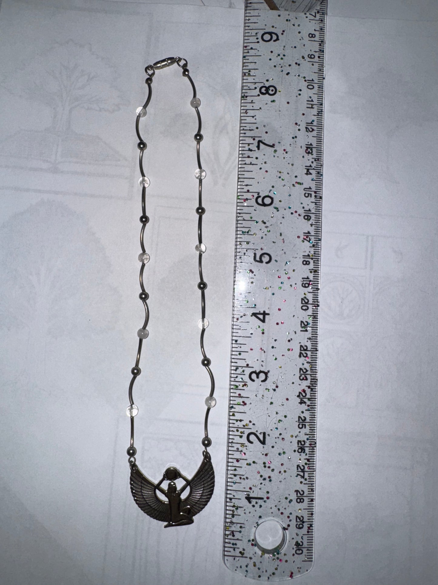16 1/2” Silver Winged Isis Egyptian Pendant Necklace