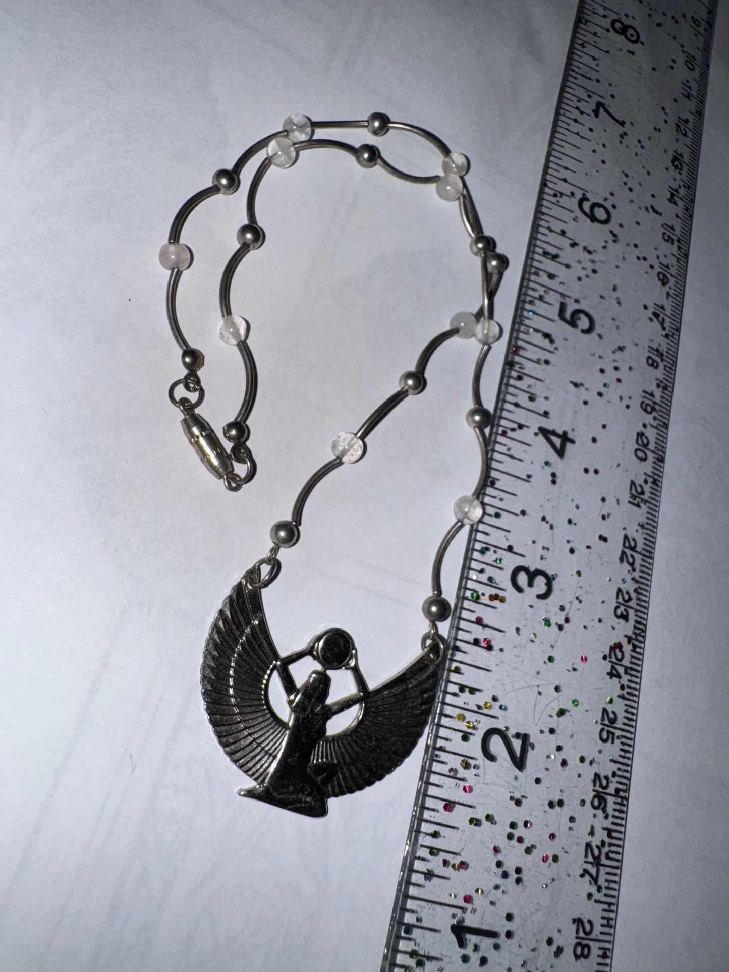 16 1/2” Silver Winged Isis Egyptian Pendant Necklace