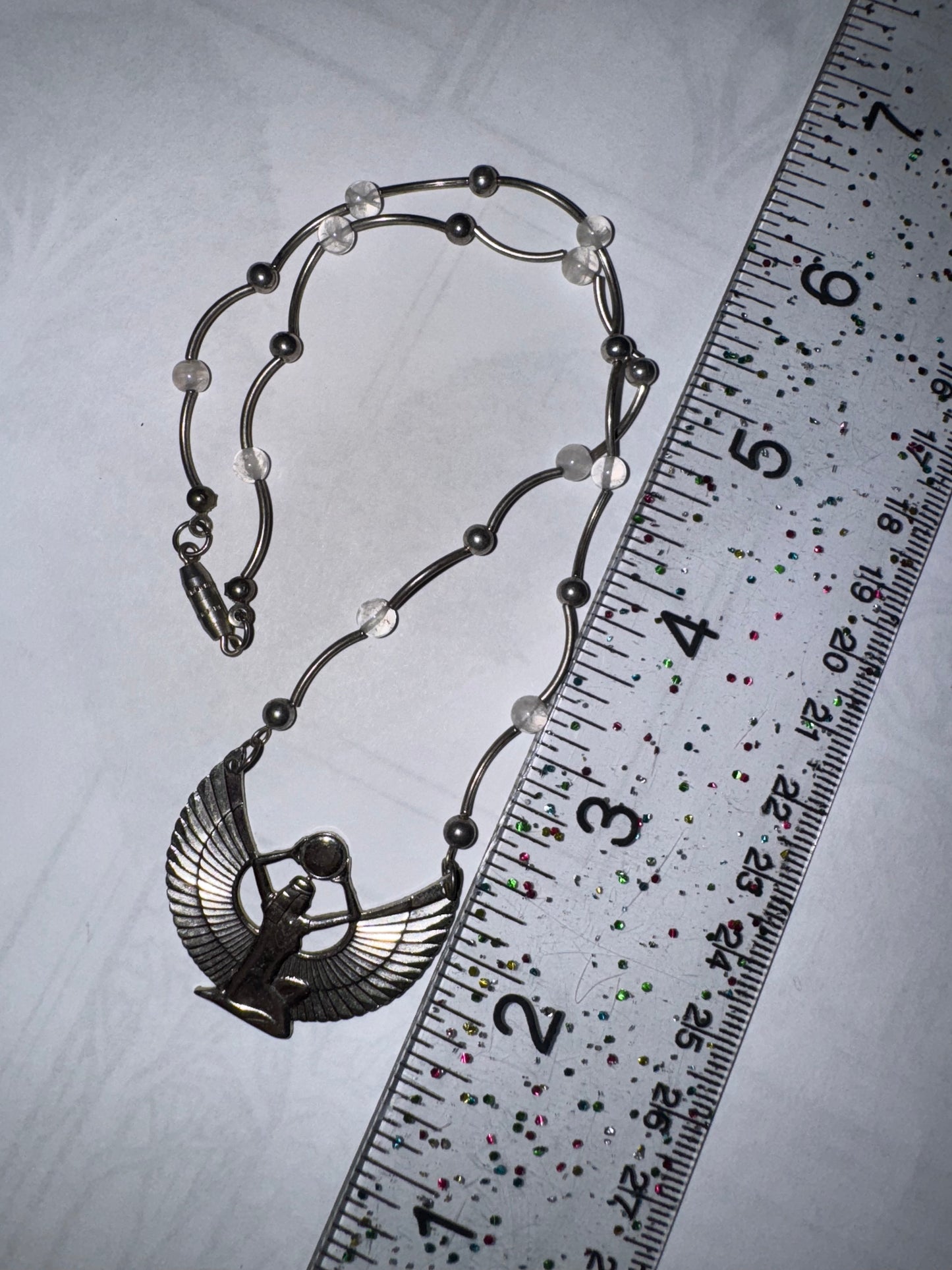 16 1/2” Silver Winged Isis Egyptian Pendant Necklace