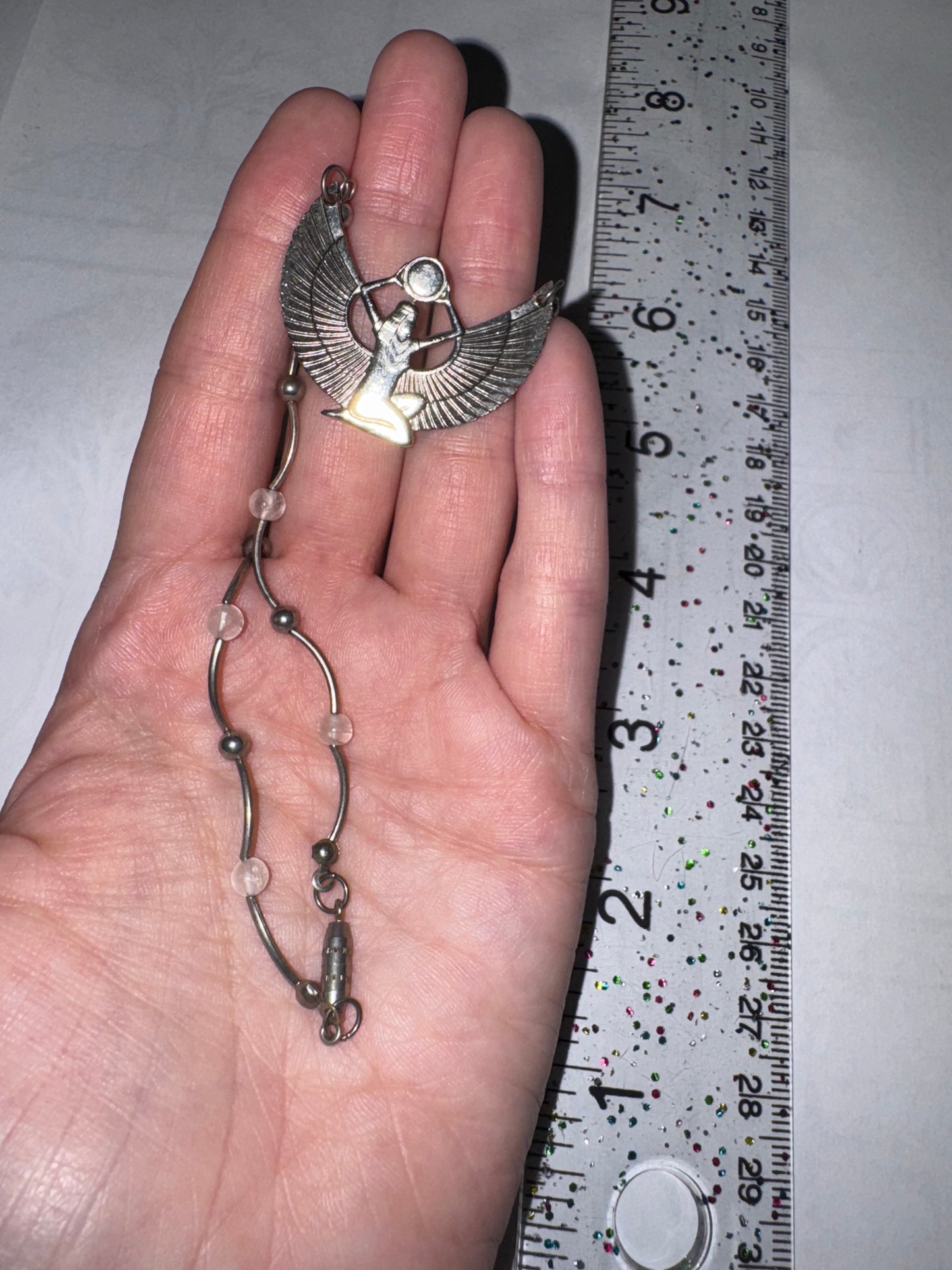 16 1/2” Silver Winged Isis Egyptian Pendant Necklace