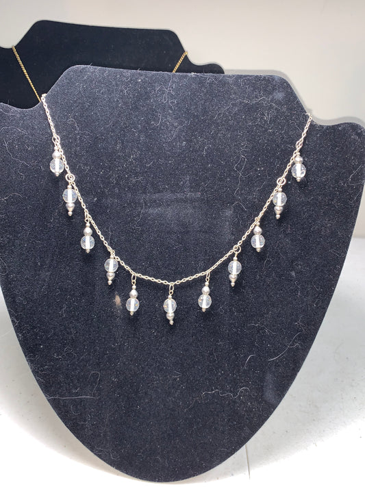 16 1/2" Long Cable chain and Quartz Necklace
