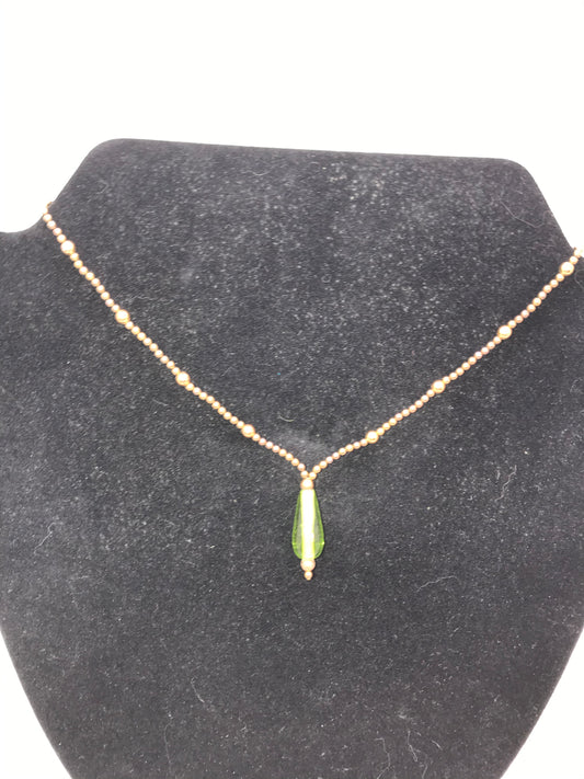16" Gold and Green Necklace and Earring Set