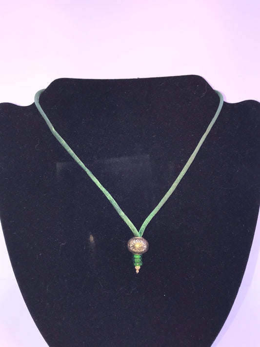 16" Dark Green Satin Cord Necklace