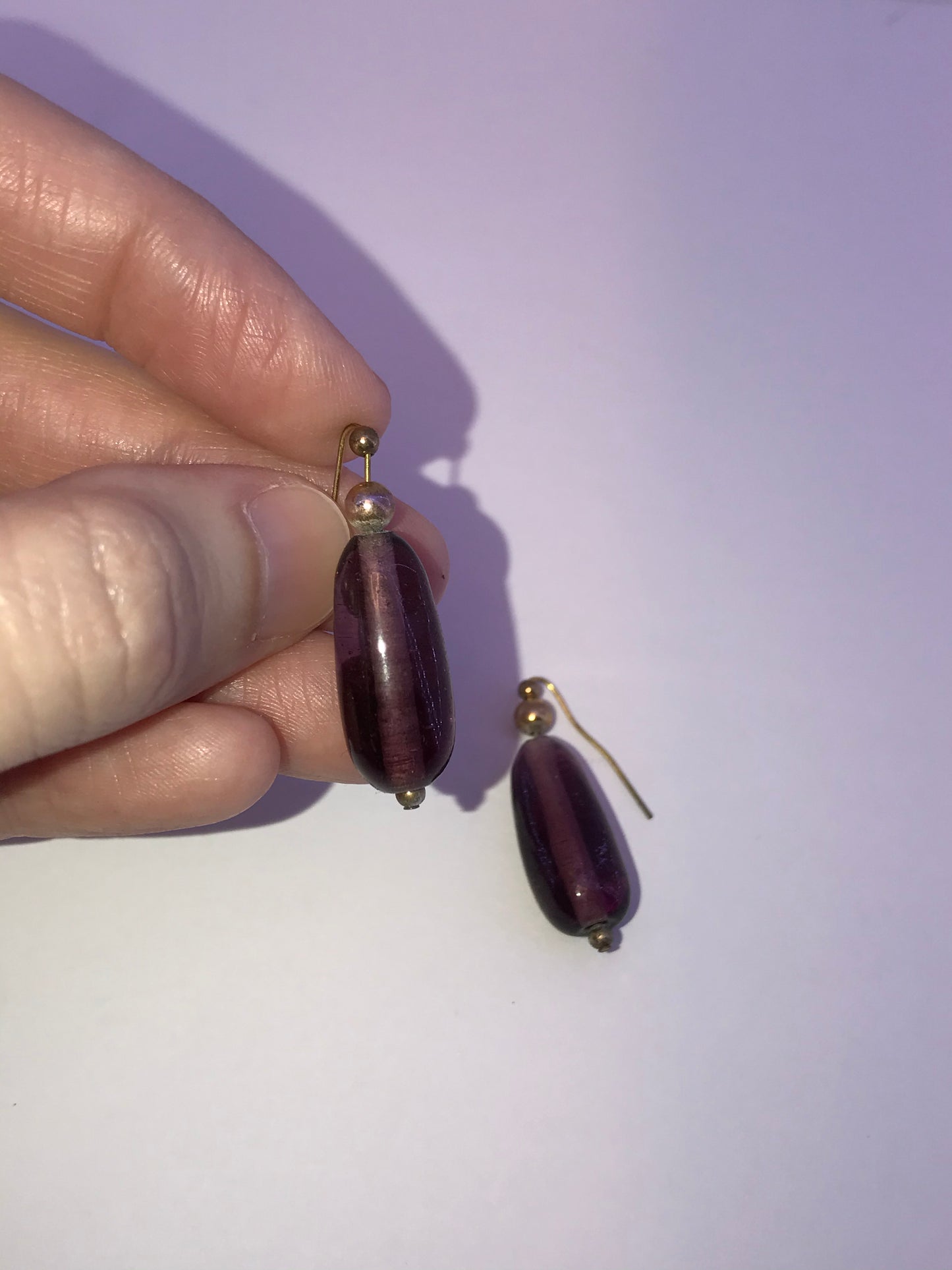 16 3/4" Red And Purple Beaded Necklace with Matching Earrings