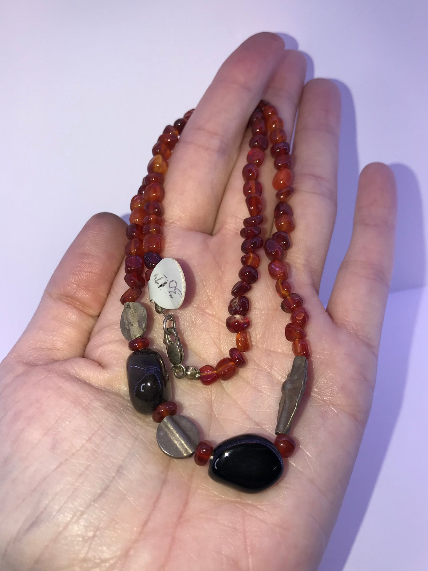 17 1/2" Agate And Obsidian Necklace