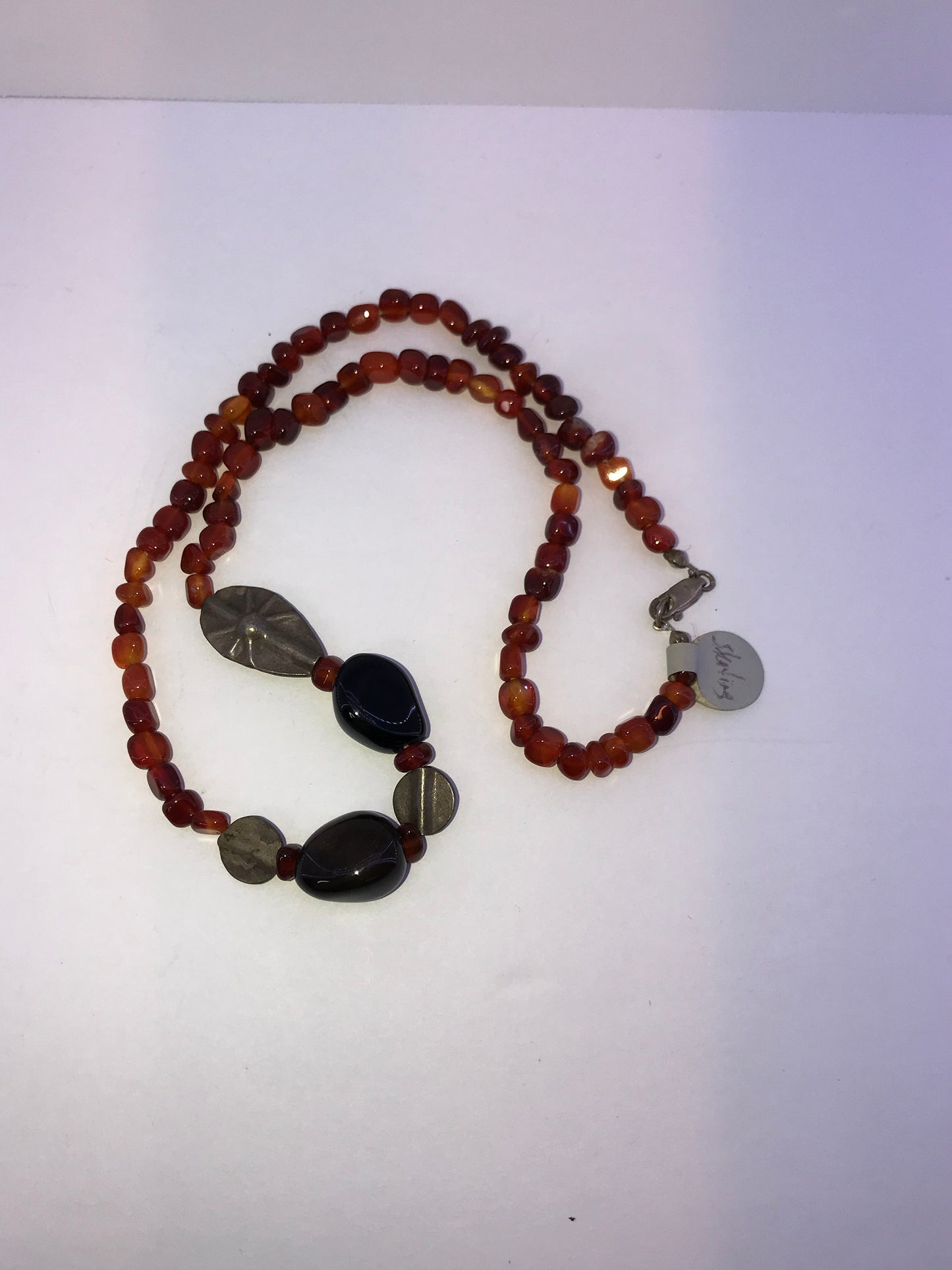 17 1/2" Agate And Obsidian Necklace