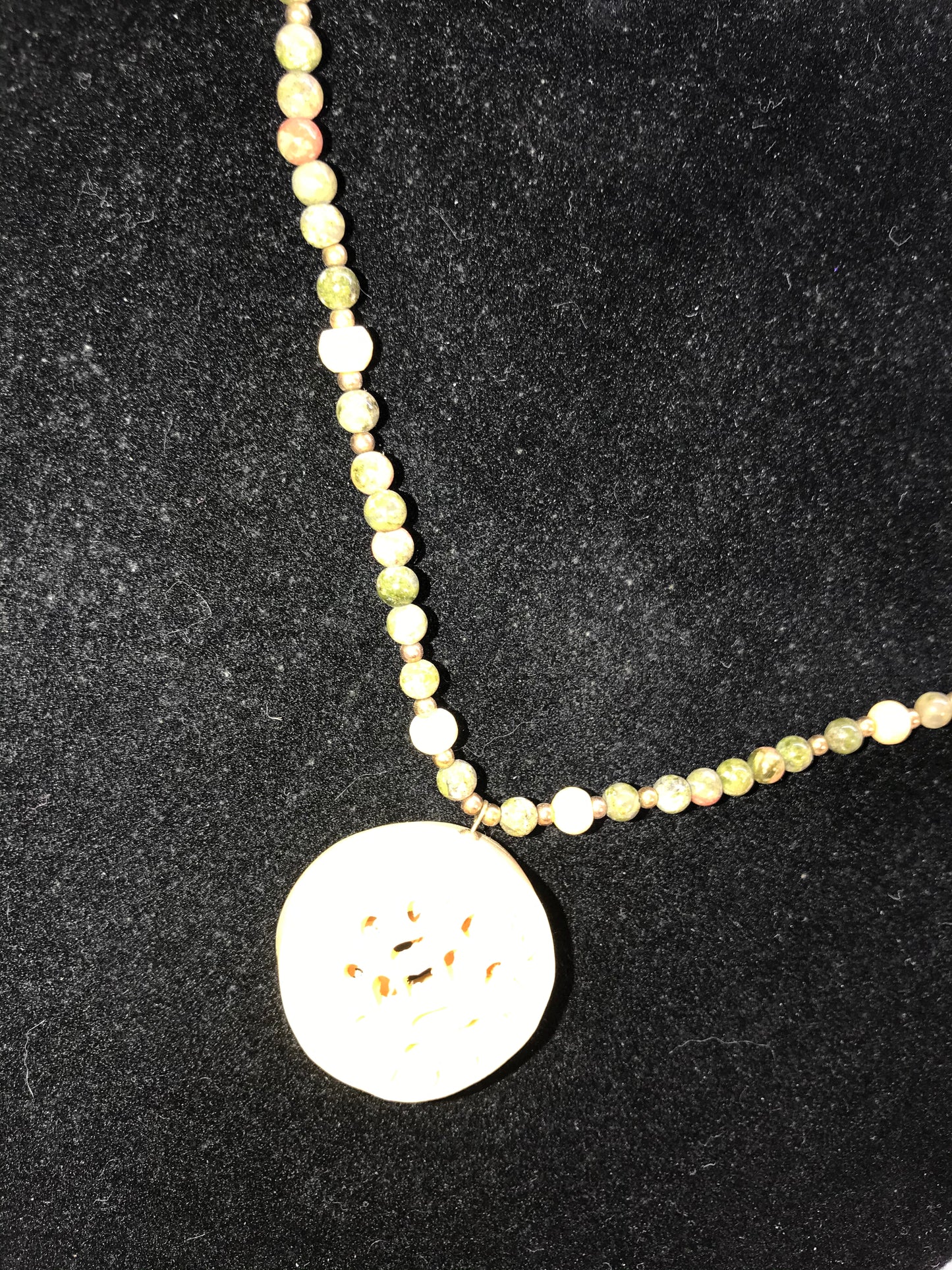 17" Unakite And Soapstone Necklace