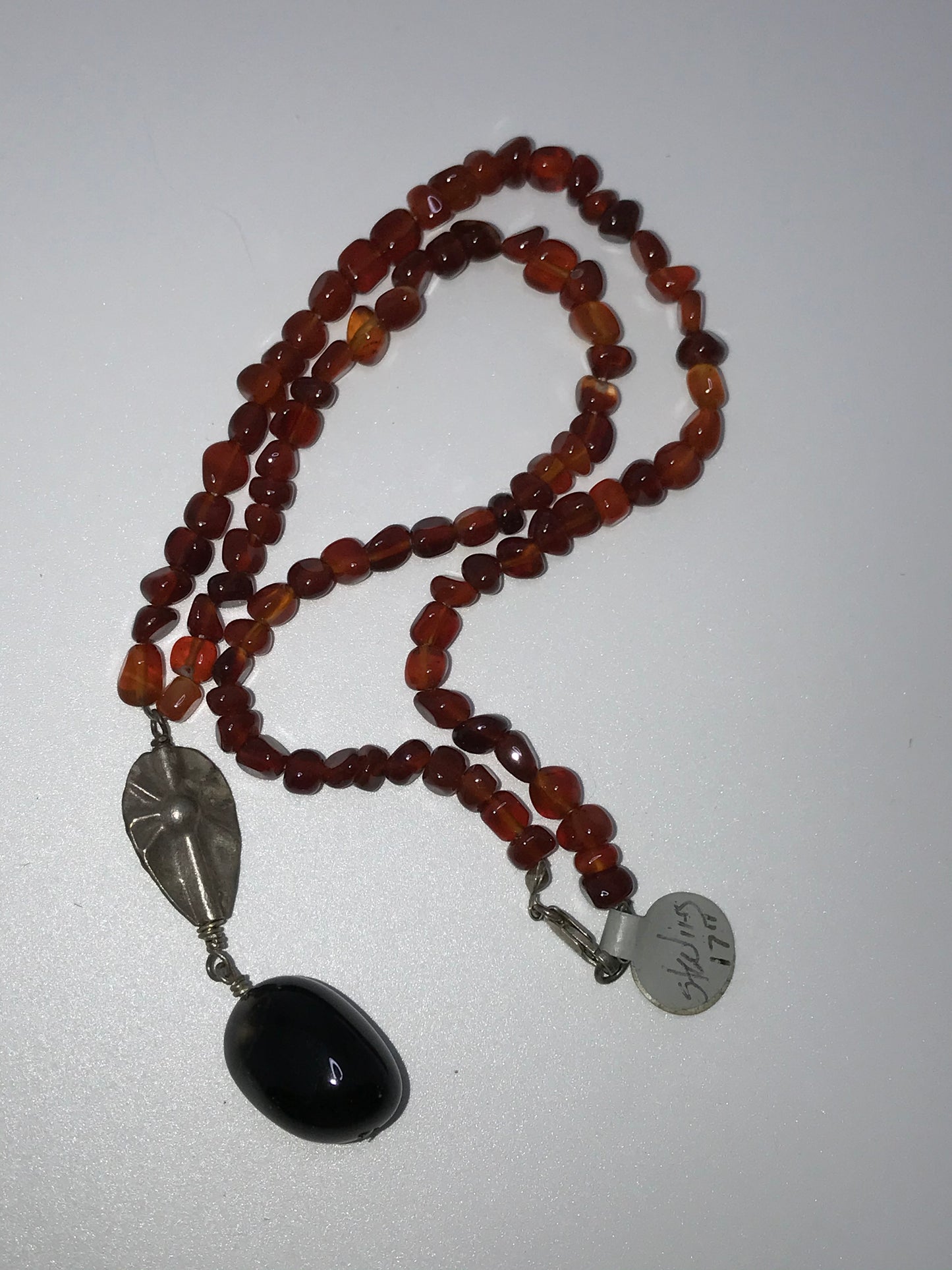 17" Agate And Obsidian Necklace