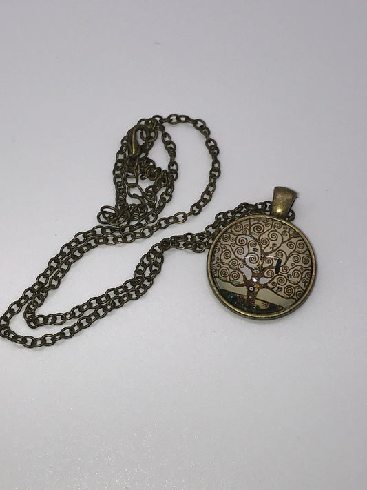 18" Brown Tree Of Life Brass Necklace