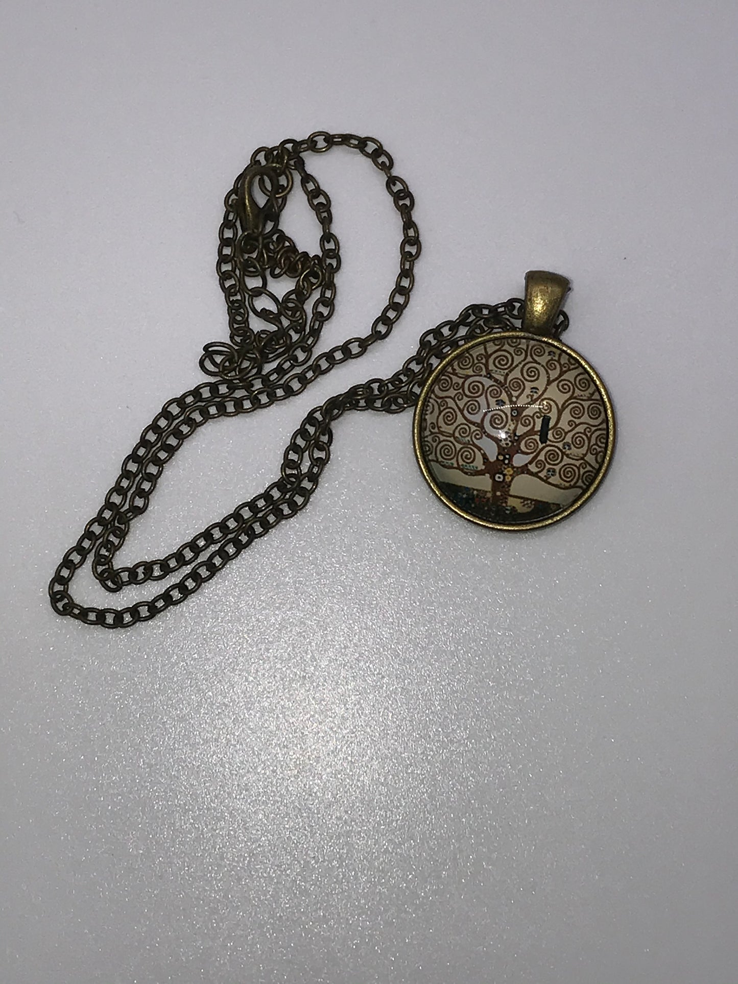 18" Brown Tree Of Life Brass Necklace