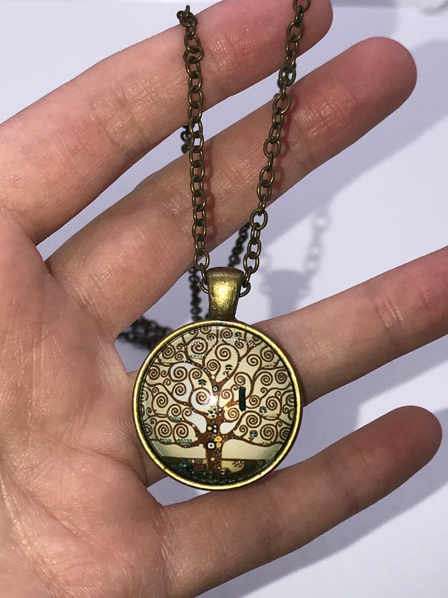 18" Brown Tree Of Life Brass Necklace