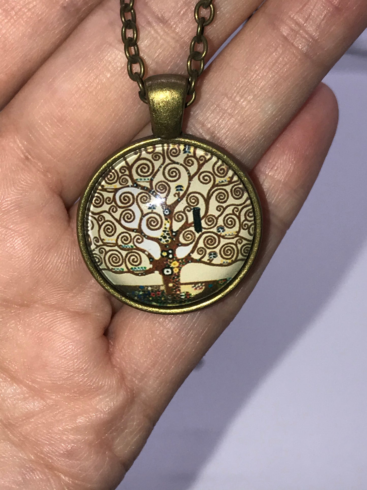 18" Brown Tree Of Life Brass Necklace