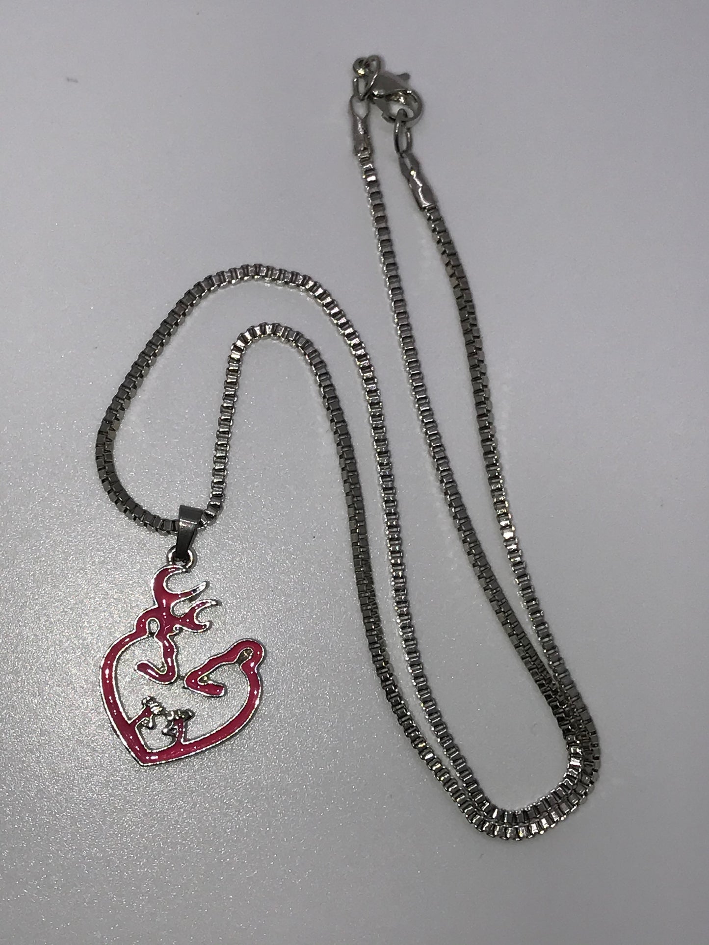 18" Pink Buck and Doe with Babies Browning Necklace