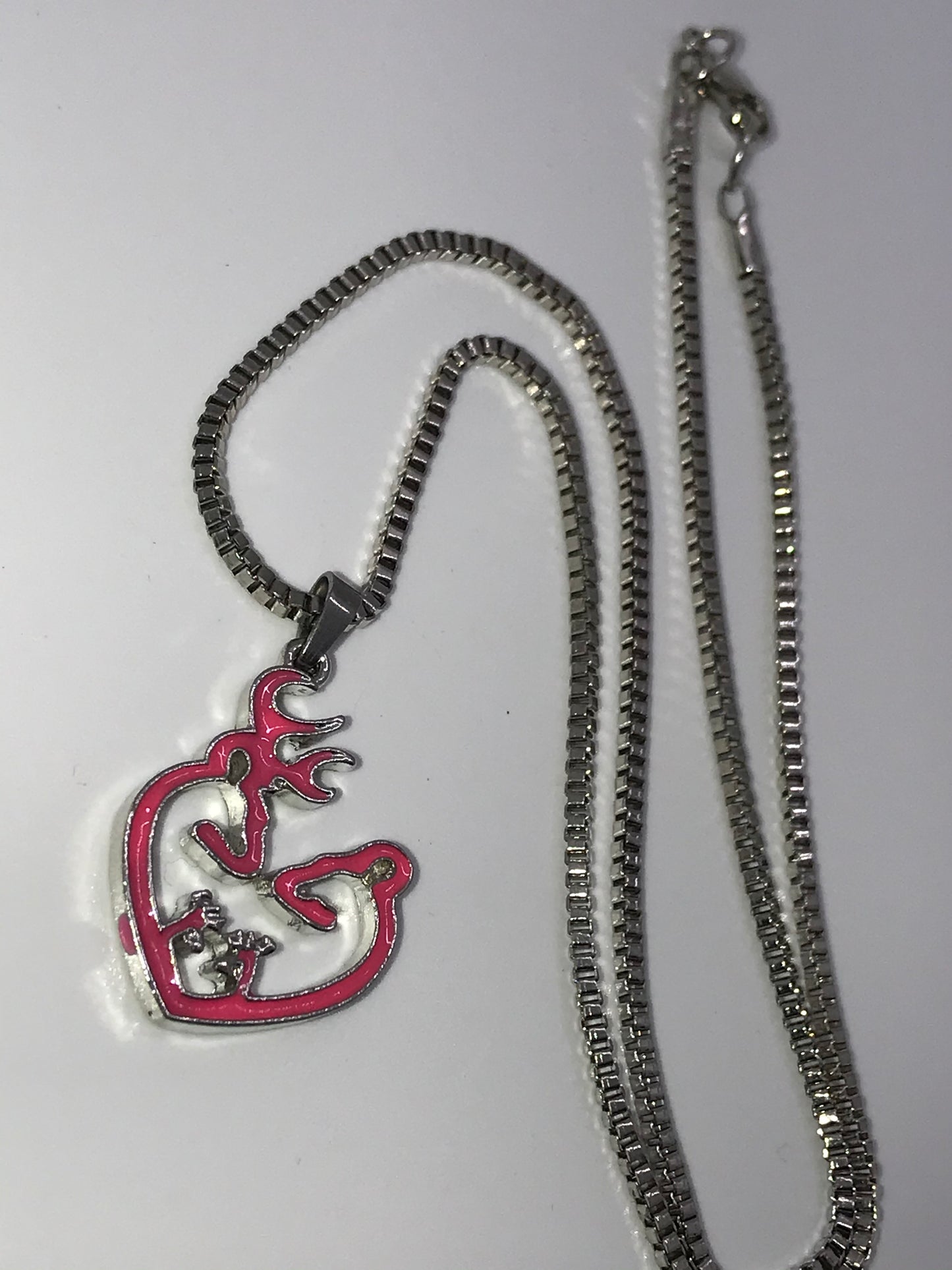 18" Pink Buck and Doe with Babies Browning Necklace
