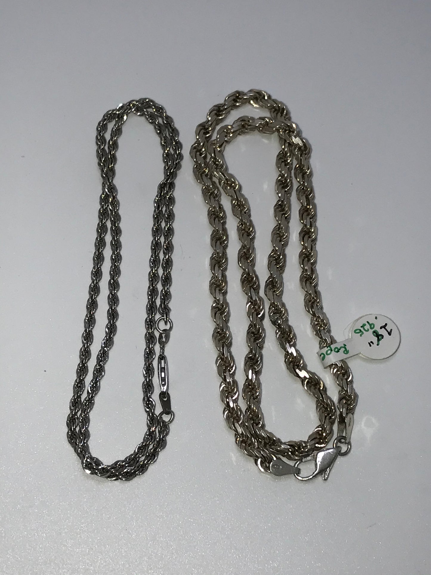 18" 3mm Silver Rope Chain Necklace