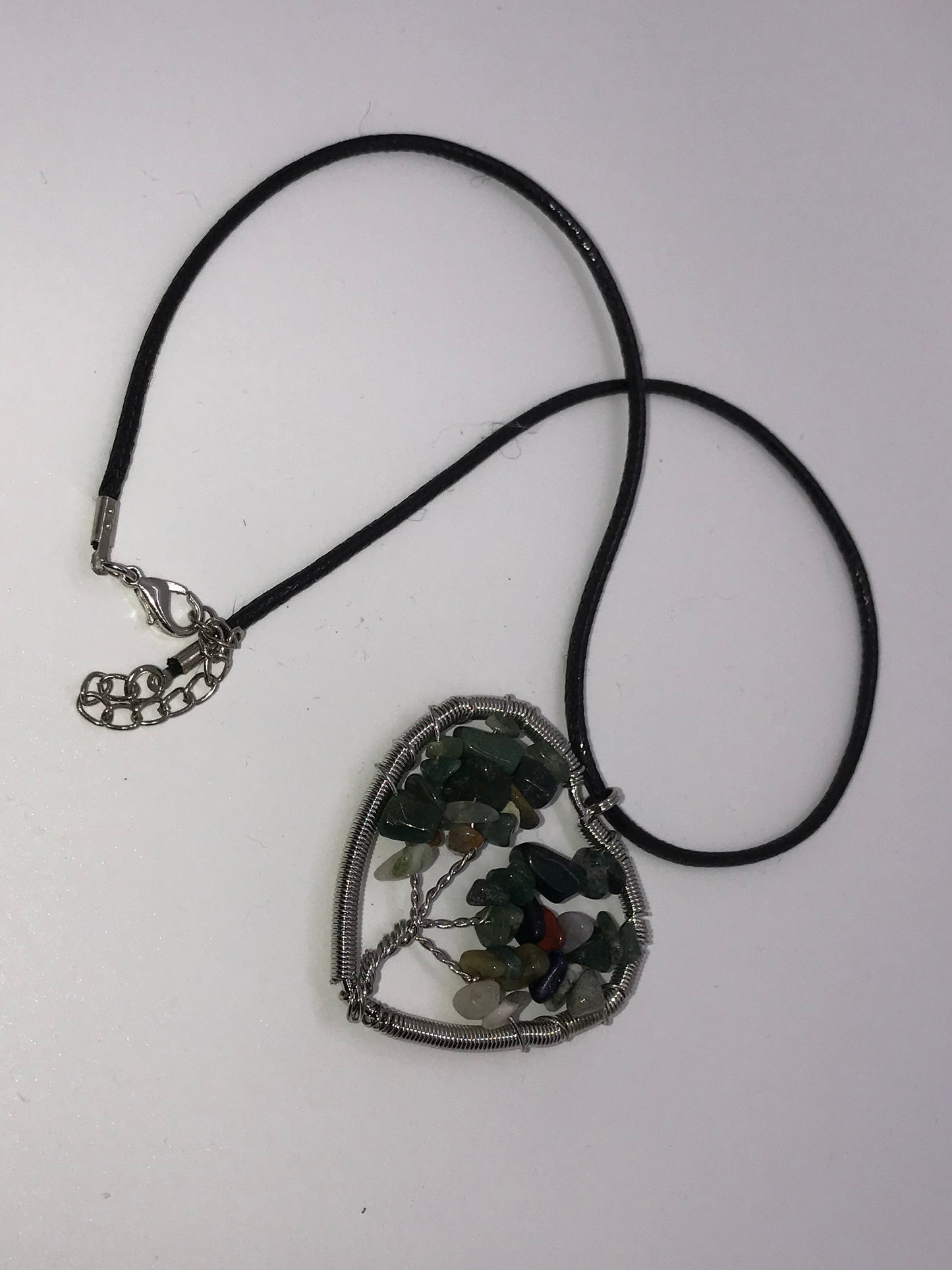 18" Agate Heart Wire wrap Tree Of Life Necklace