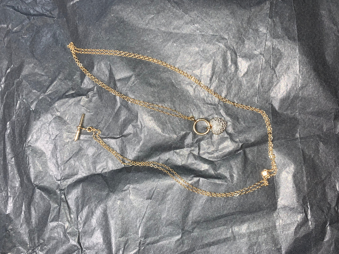 18" 14 Kt Gold Vermeil Cable Chain Toggle Necklace with Heart pendant