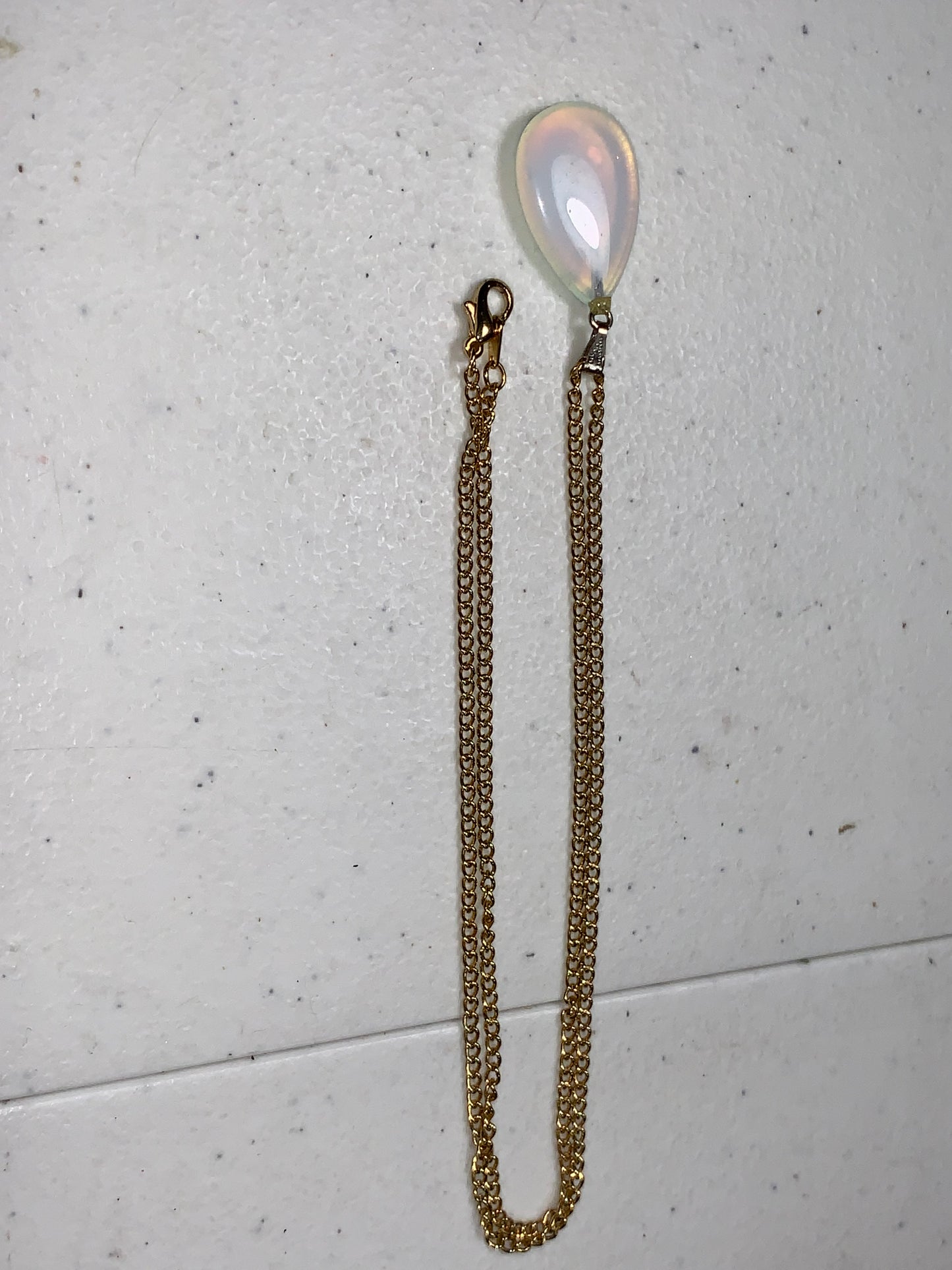 18" Gold Tone Necklace with Opalite Pendant