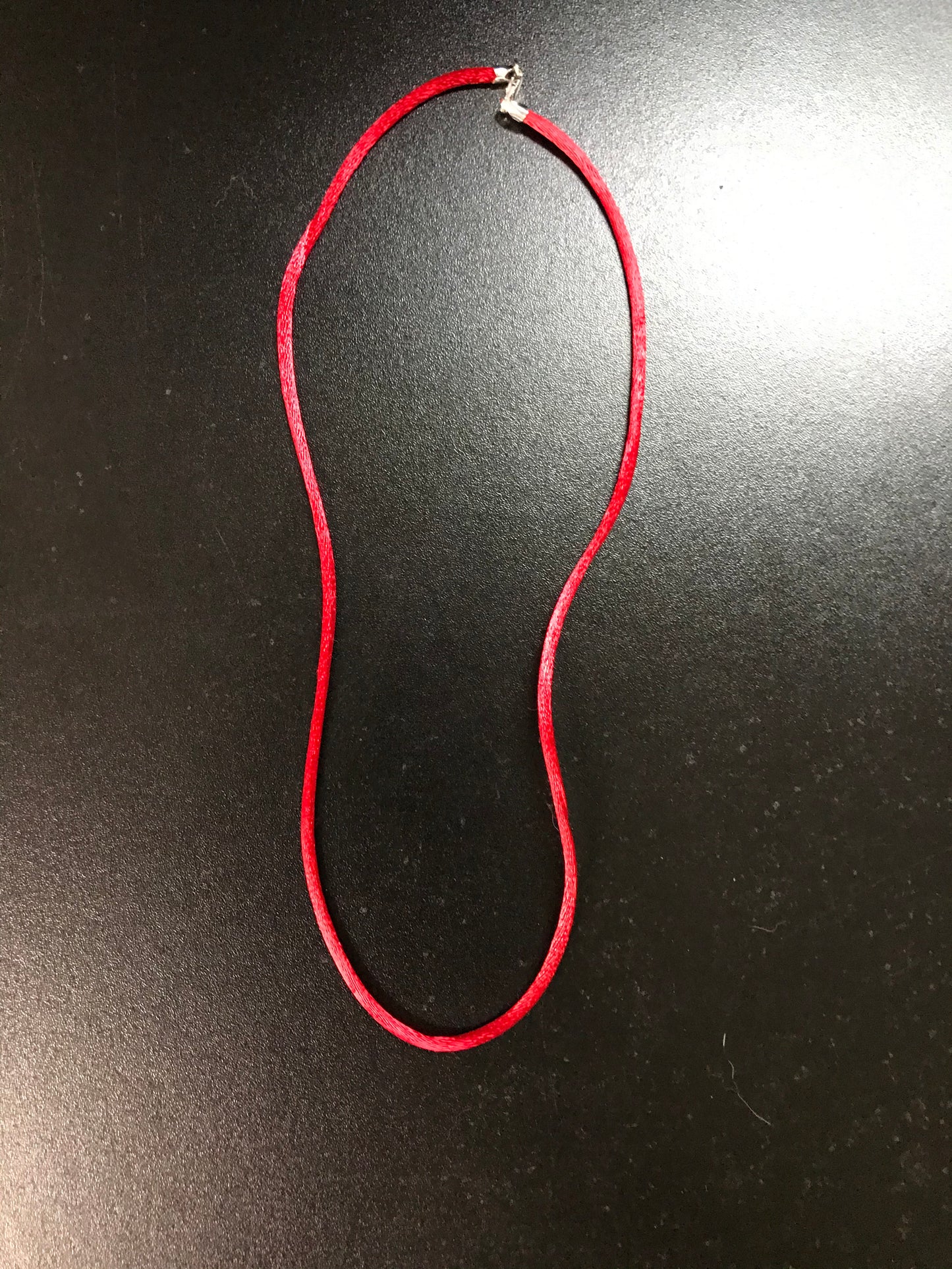 18" Red Satin Cord Necklace with Black Heart Pendant