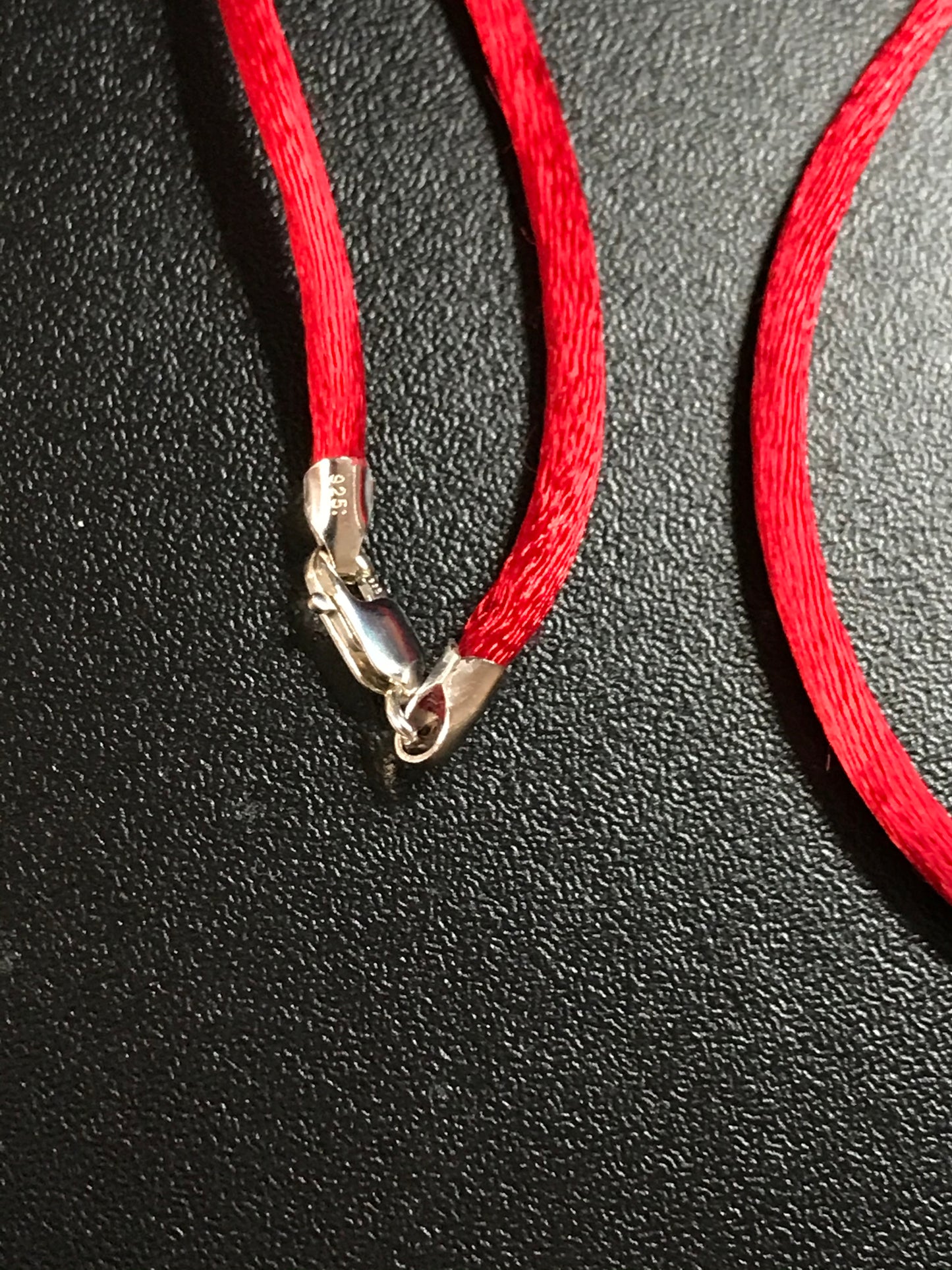 18" Red Satin Cord Necklace with Black Heart Pendant