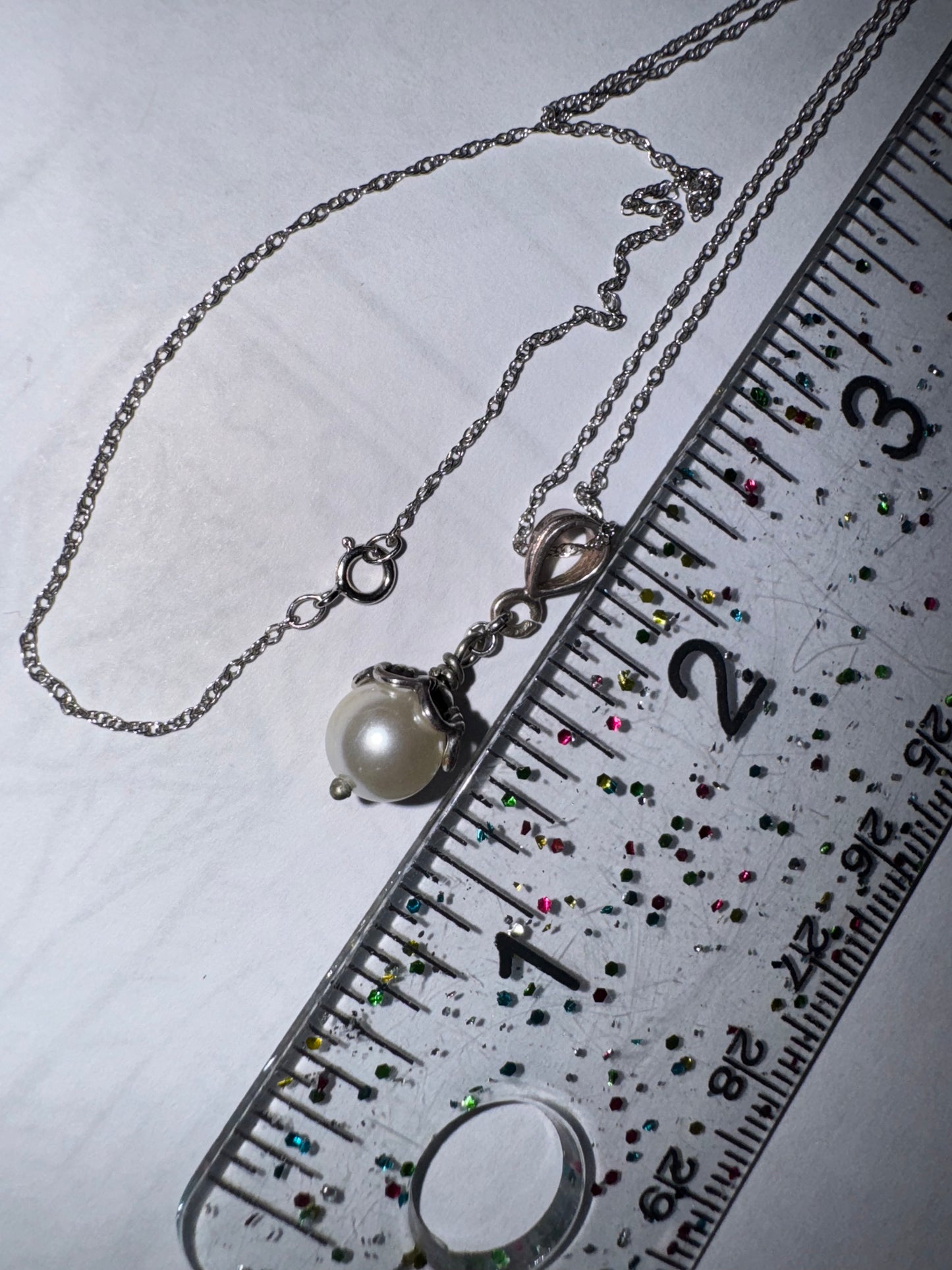 18" Sterling Silver Twisted Rope Chain and Pearl Necklace