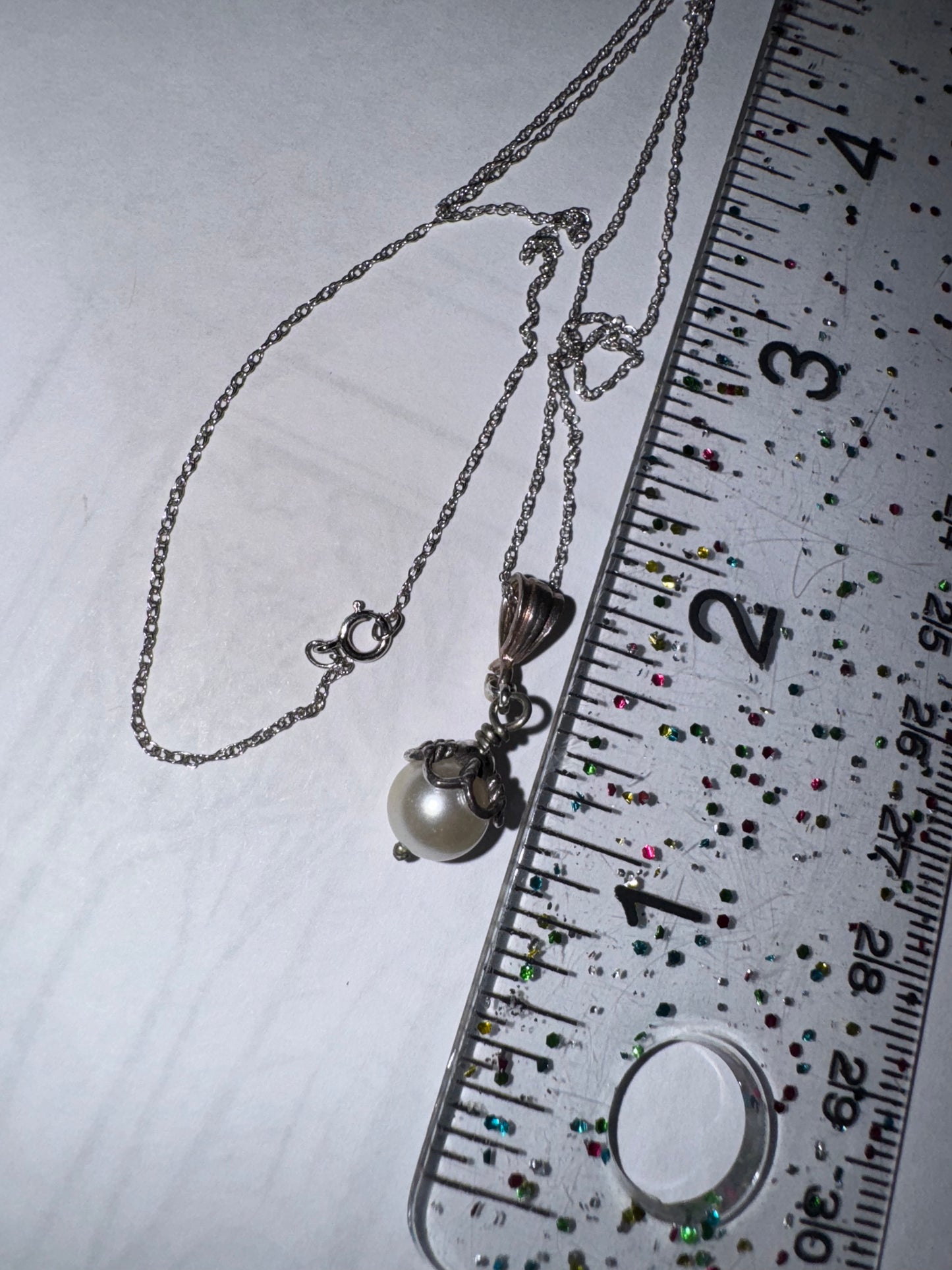 18" Sterling Silver Twisted Rope Chain and Pearl Necklace
