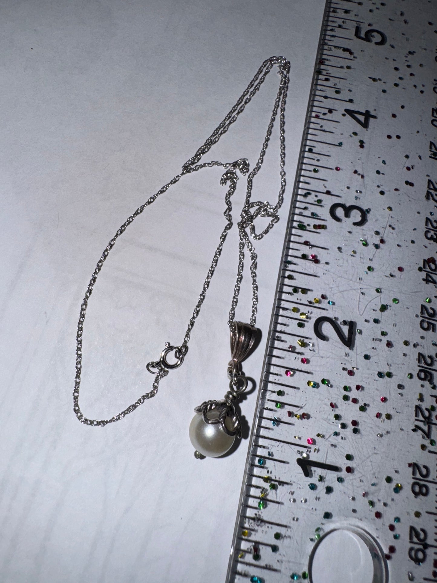 18" Sterling Silver Twisted Rope Chain and Pearl Necklace
