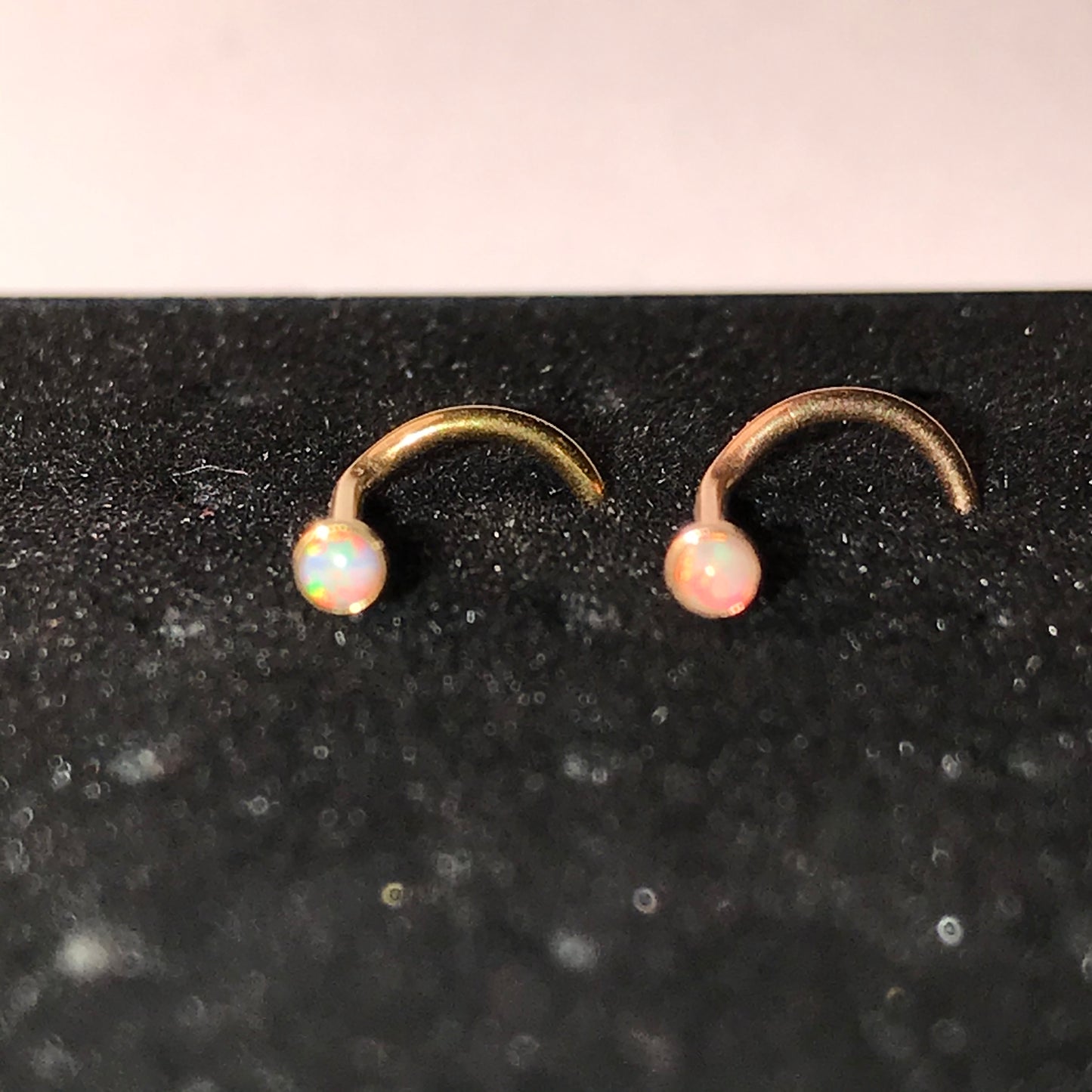 18 Ktgp and Opal 20 Gauge Curved Nose Ring