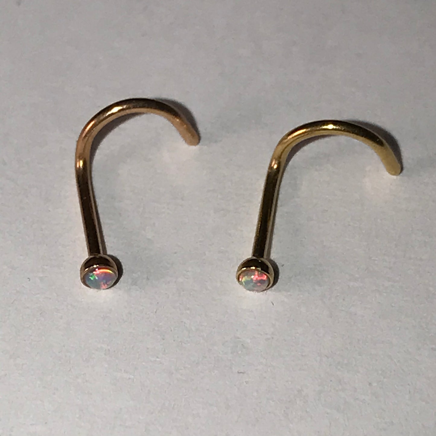 18 Ktgp and Opal 20 Gauge Curved Nose Ring