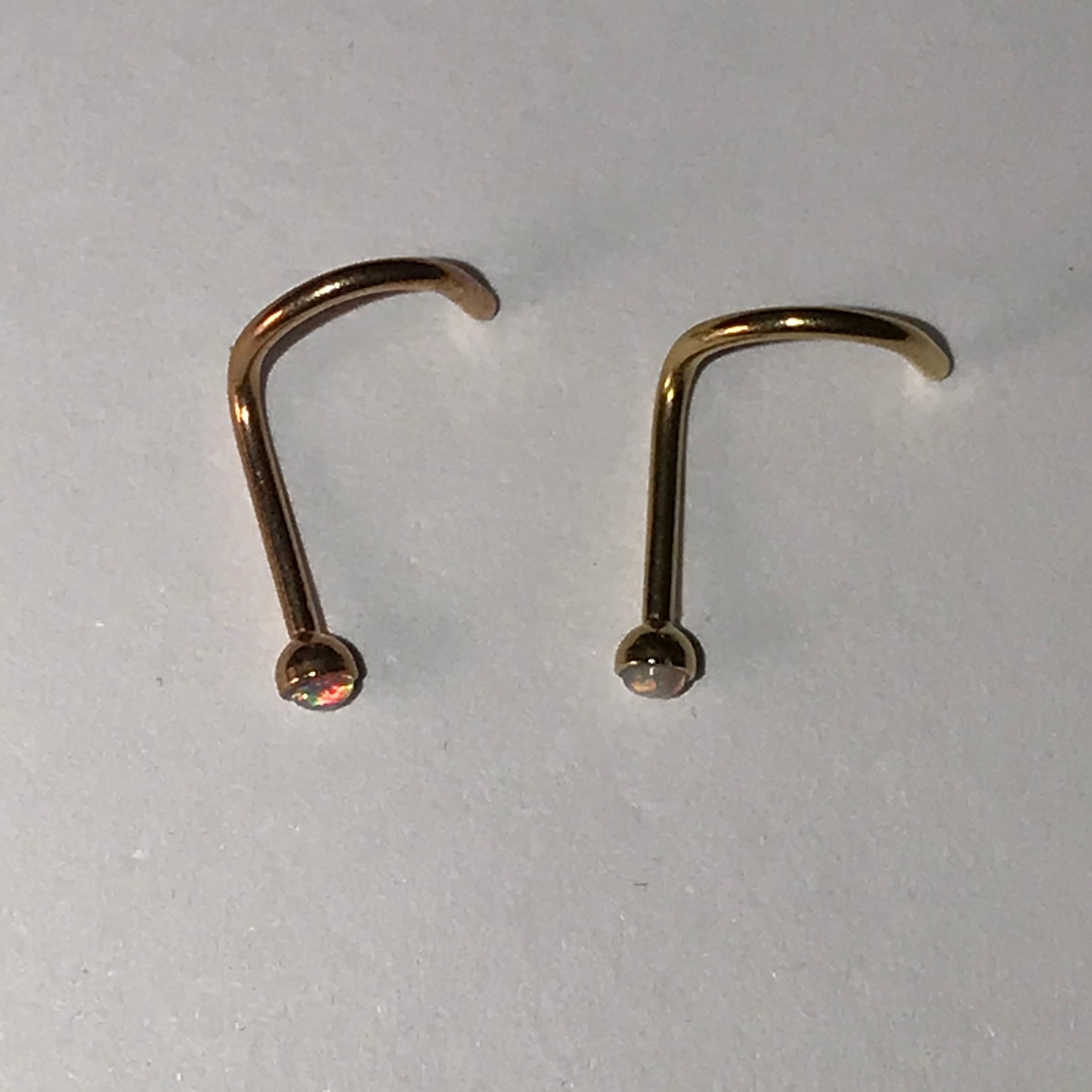 18 Ktgp and Opal 20 Gauge Curved Nose Ring