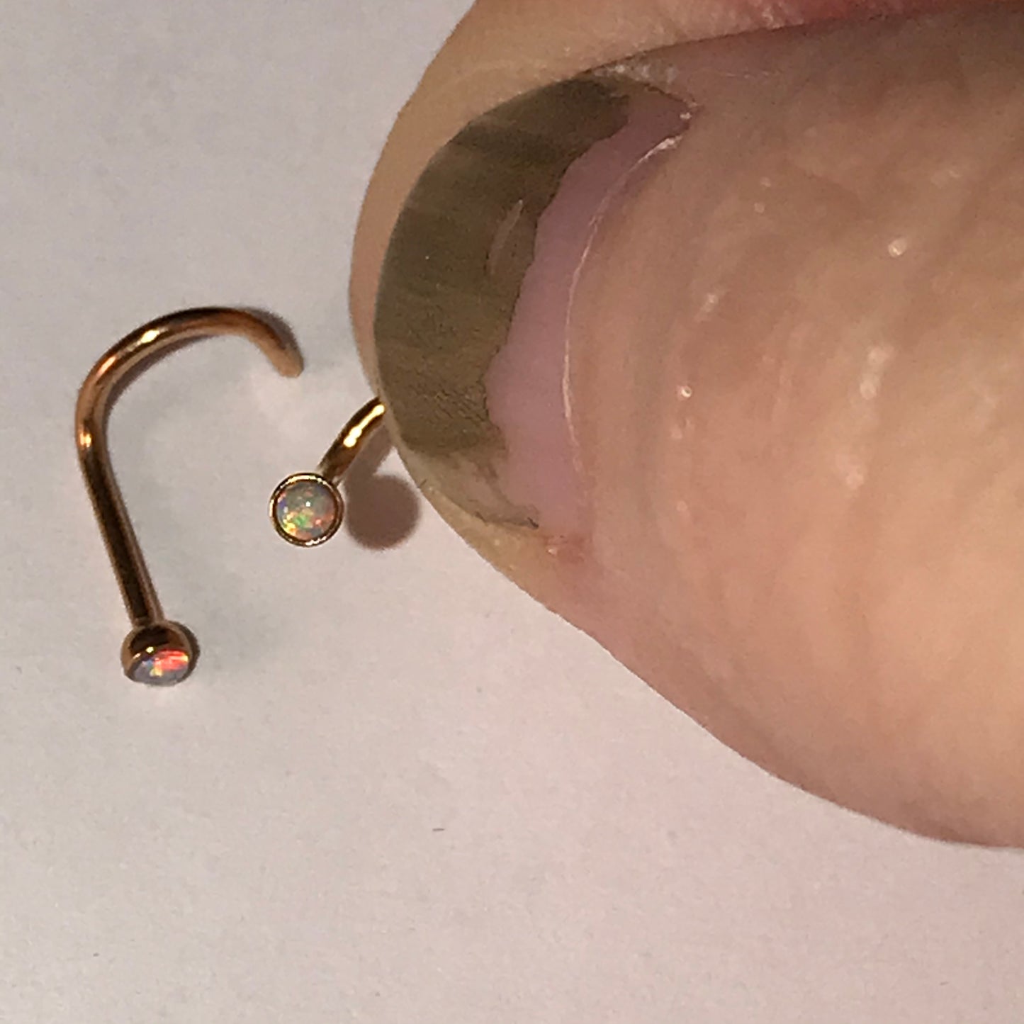 18 Ktgp and Opal 20 Gauge Curved Nose Ring