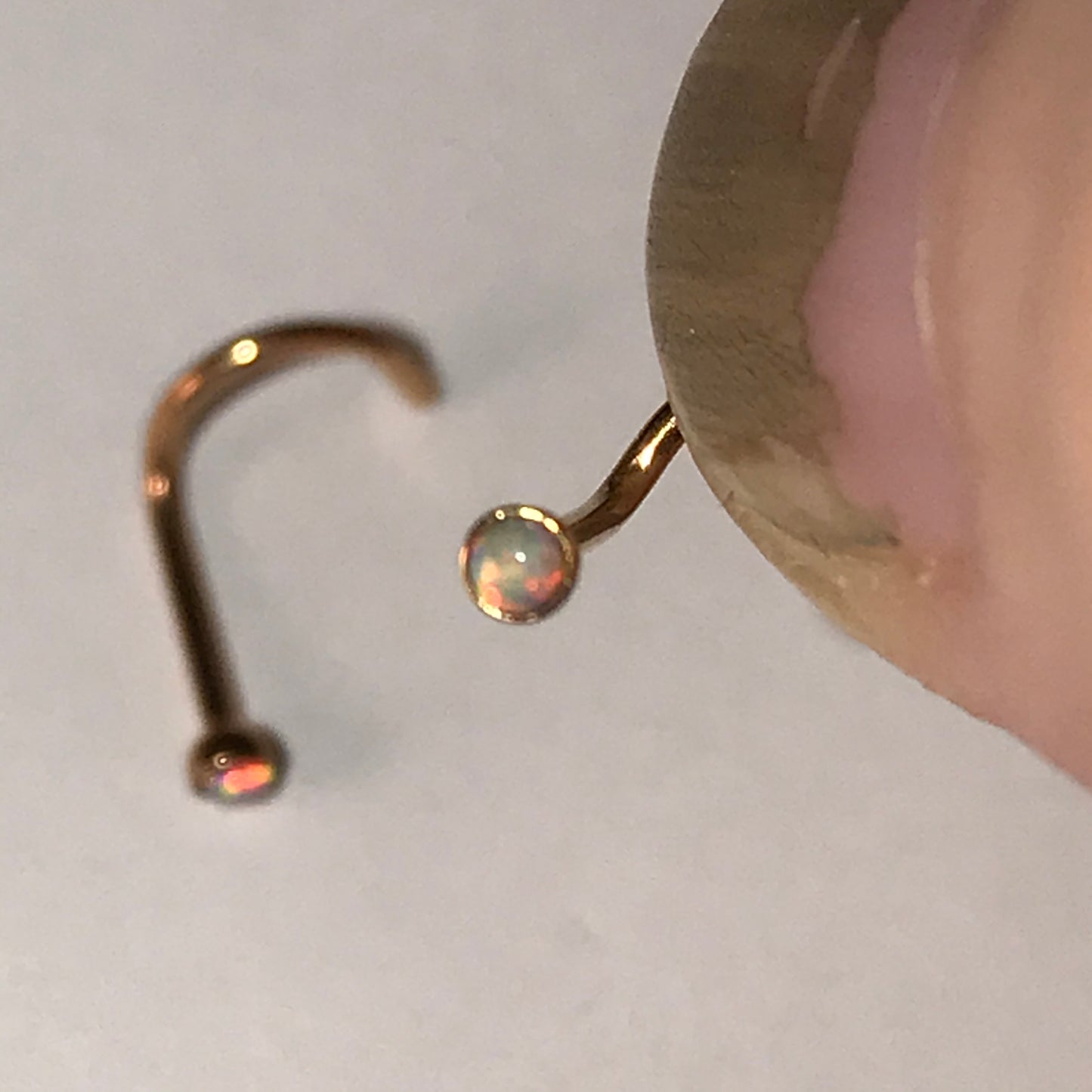 18 Ktgp and Opal 20 Gauge Curved Nose Ring