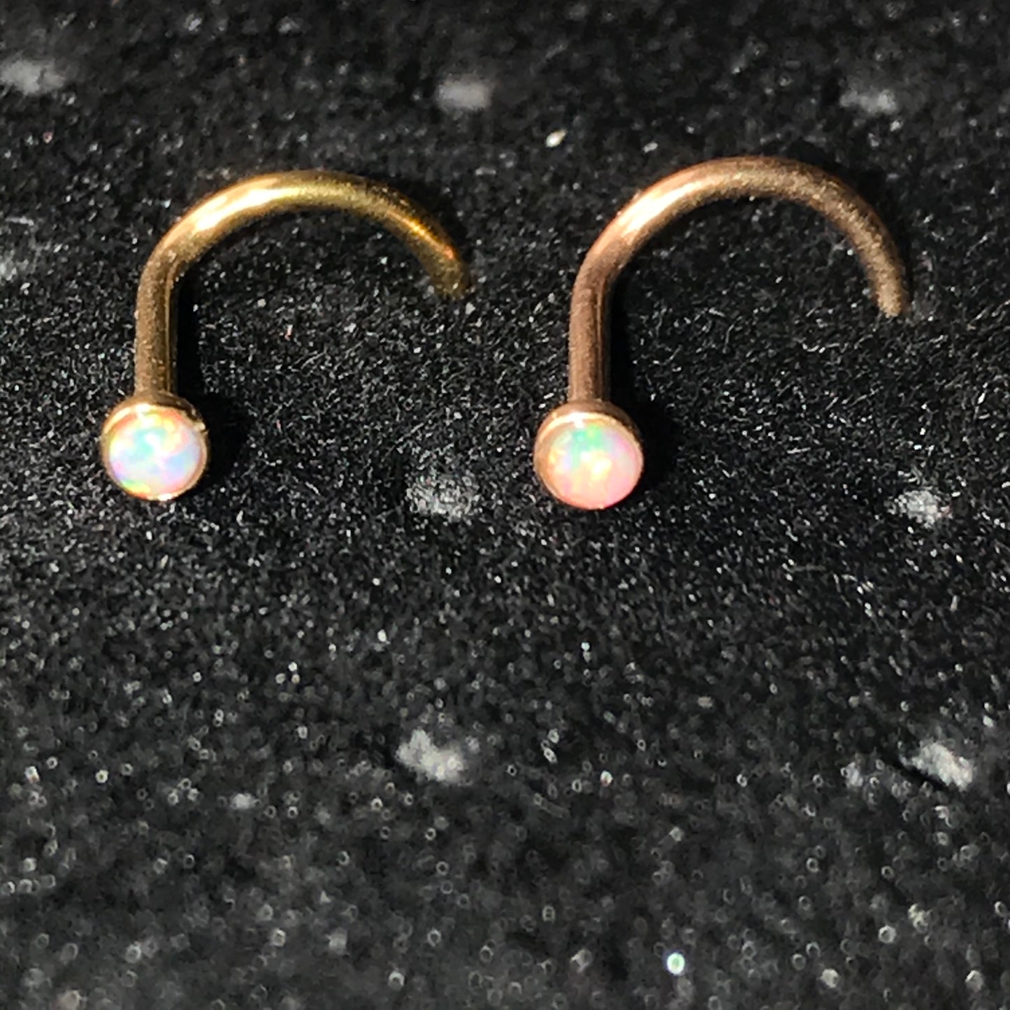 18 Ktgp and Opal 20 Gauge Curved Nose Ring