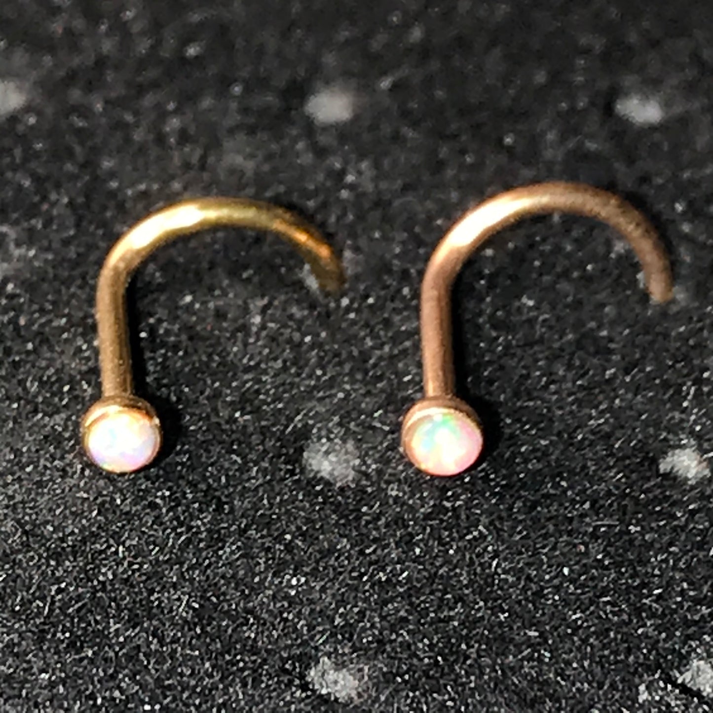 18 Ktgp and Opal 20 Gauge Curved Nose Ring