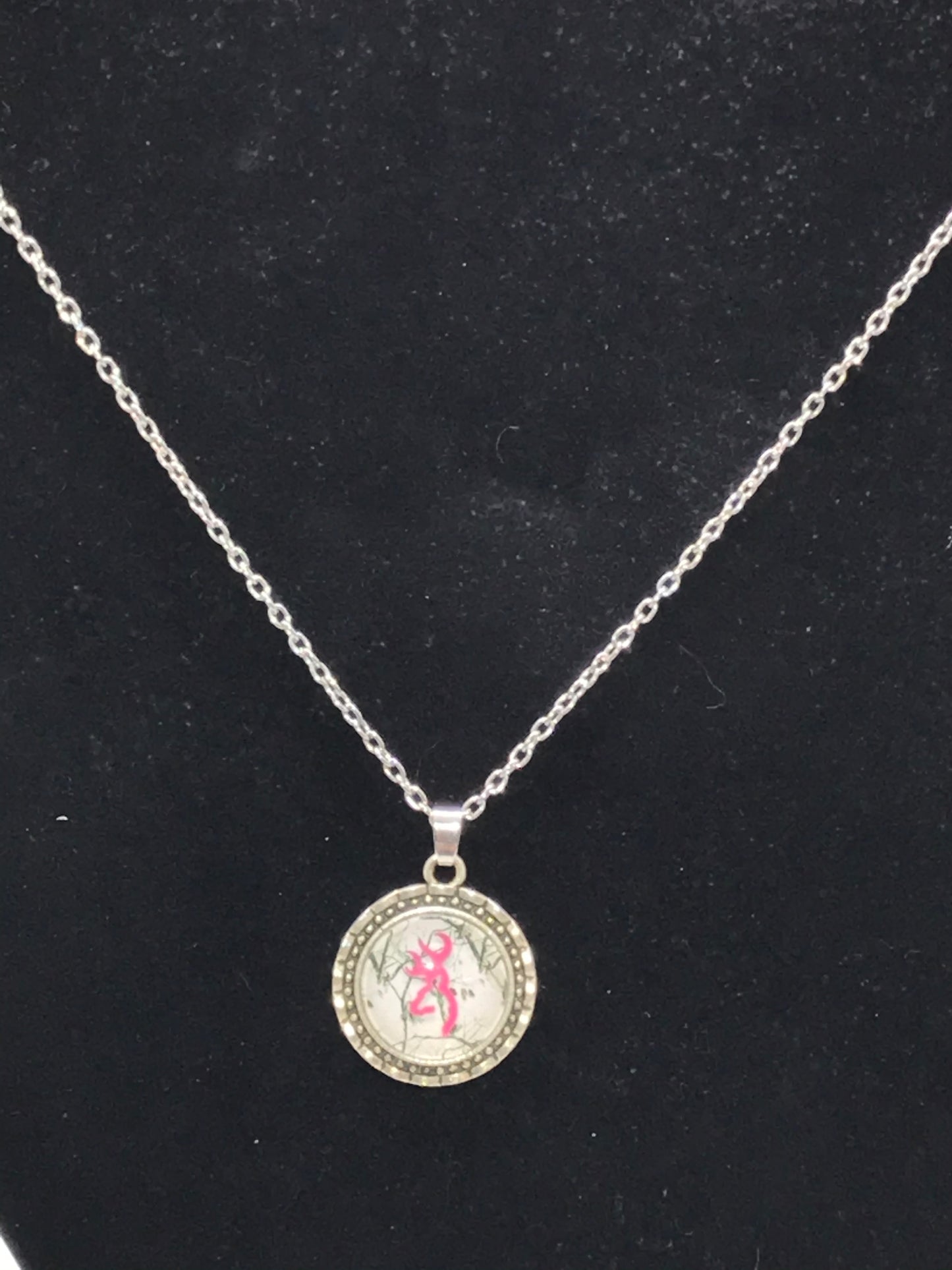 19" Pink and White Browning Cable Chain Necklace