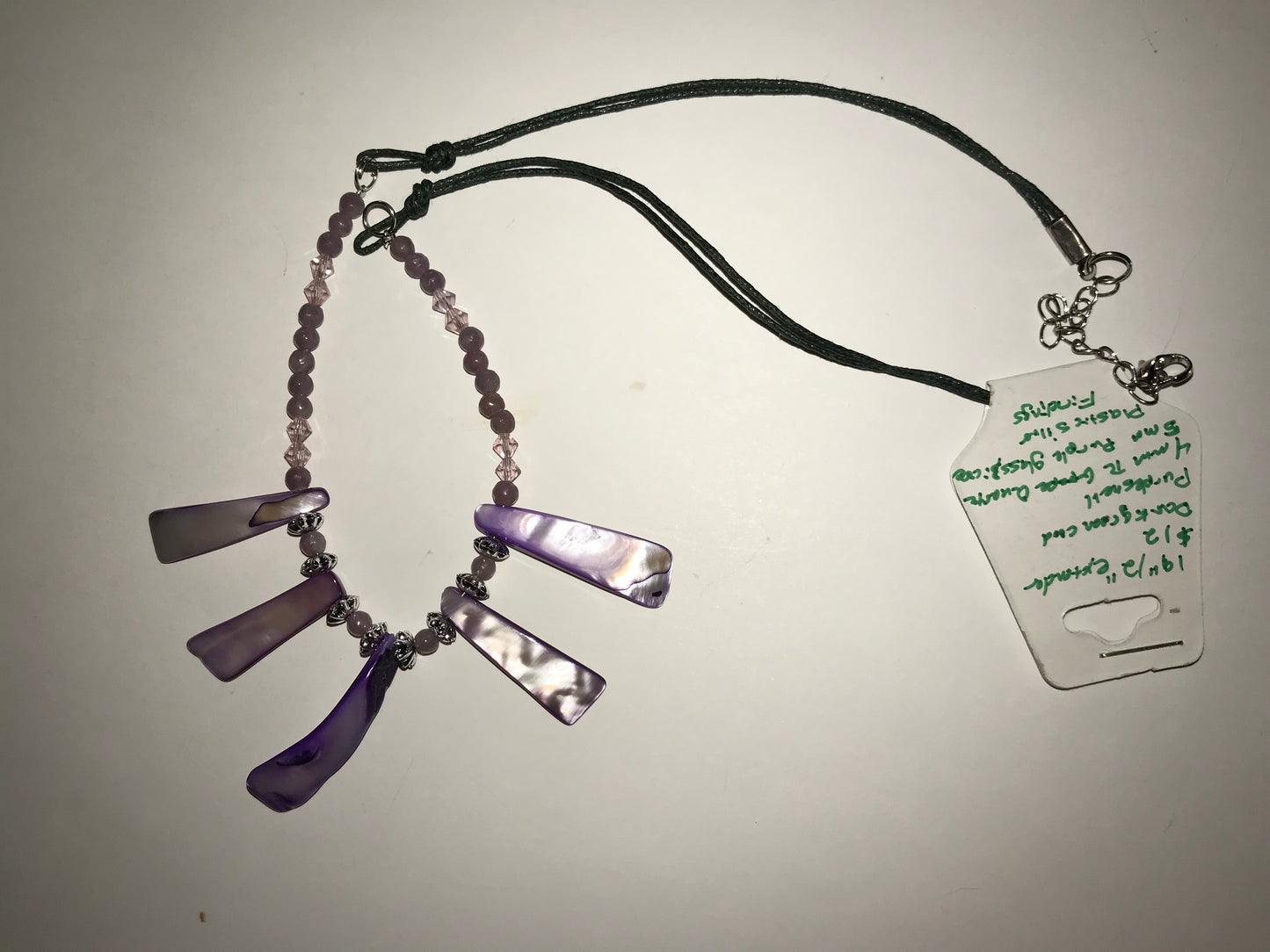 19 1/2" Purple Shell And Grape Quartz Necklace