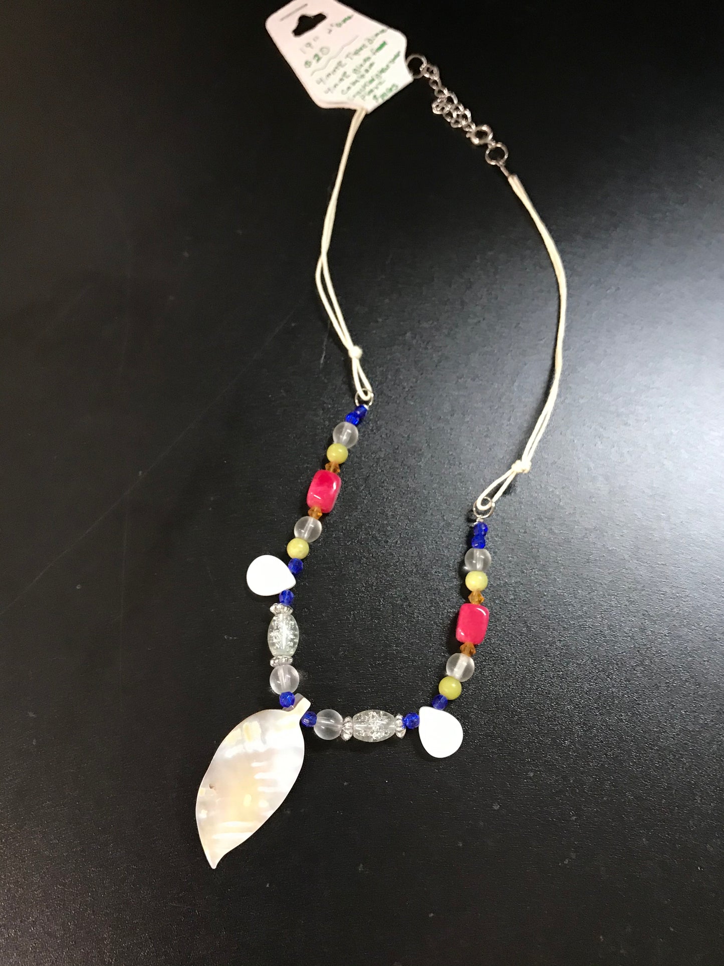 19" Mother of Pearl Leaf Necklace