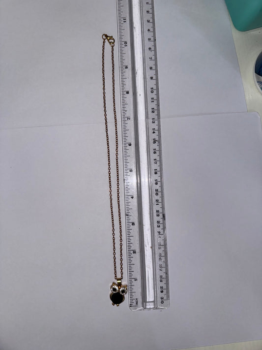 19" Rose Gold Plated Onyx and Cz. Owl Necklace